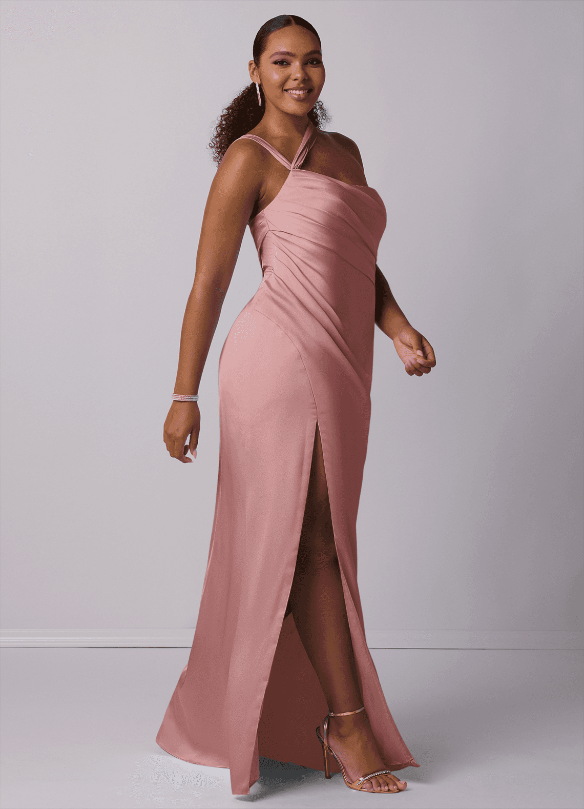 Barbie ♥ Azazie Bridesmaid Dresses Mermaid One Shoulder Stretch Satin Floor-Length Dress image8