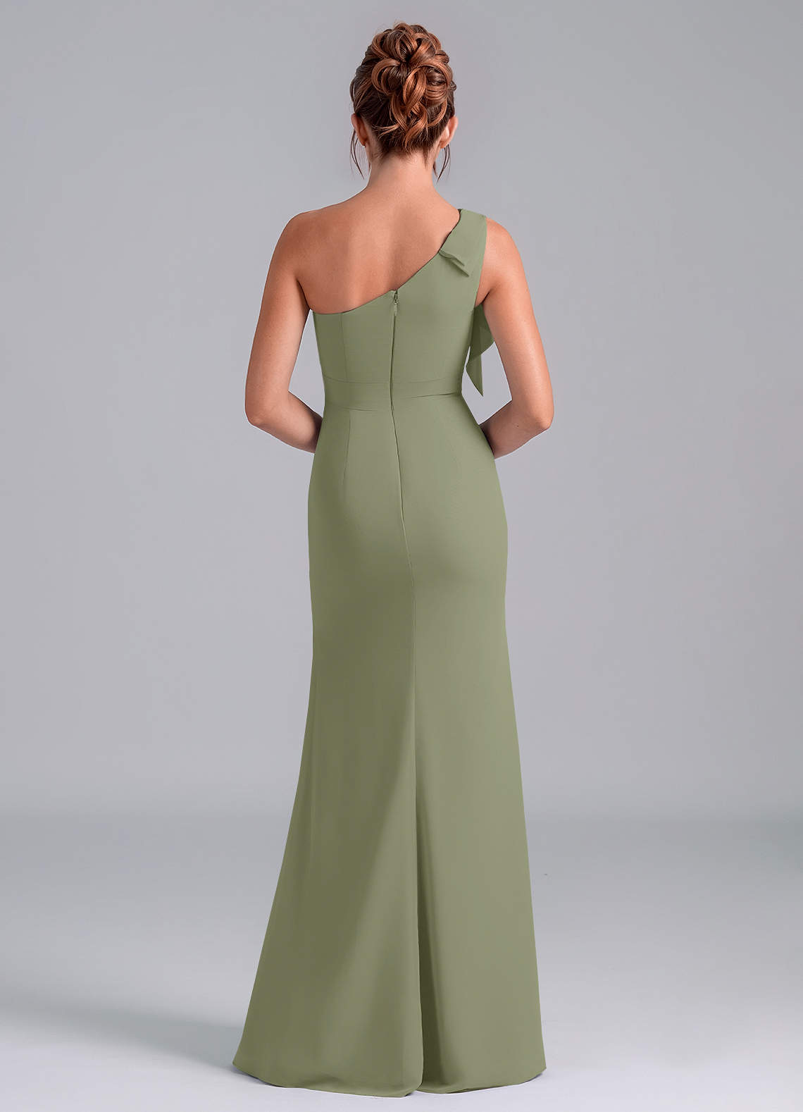 Azazie Rinna Bridesmaid Dresses Pistachio Mermaid One Shoulder Chiffon Dress image1