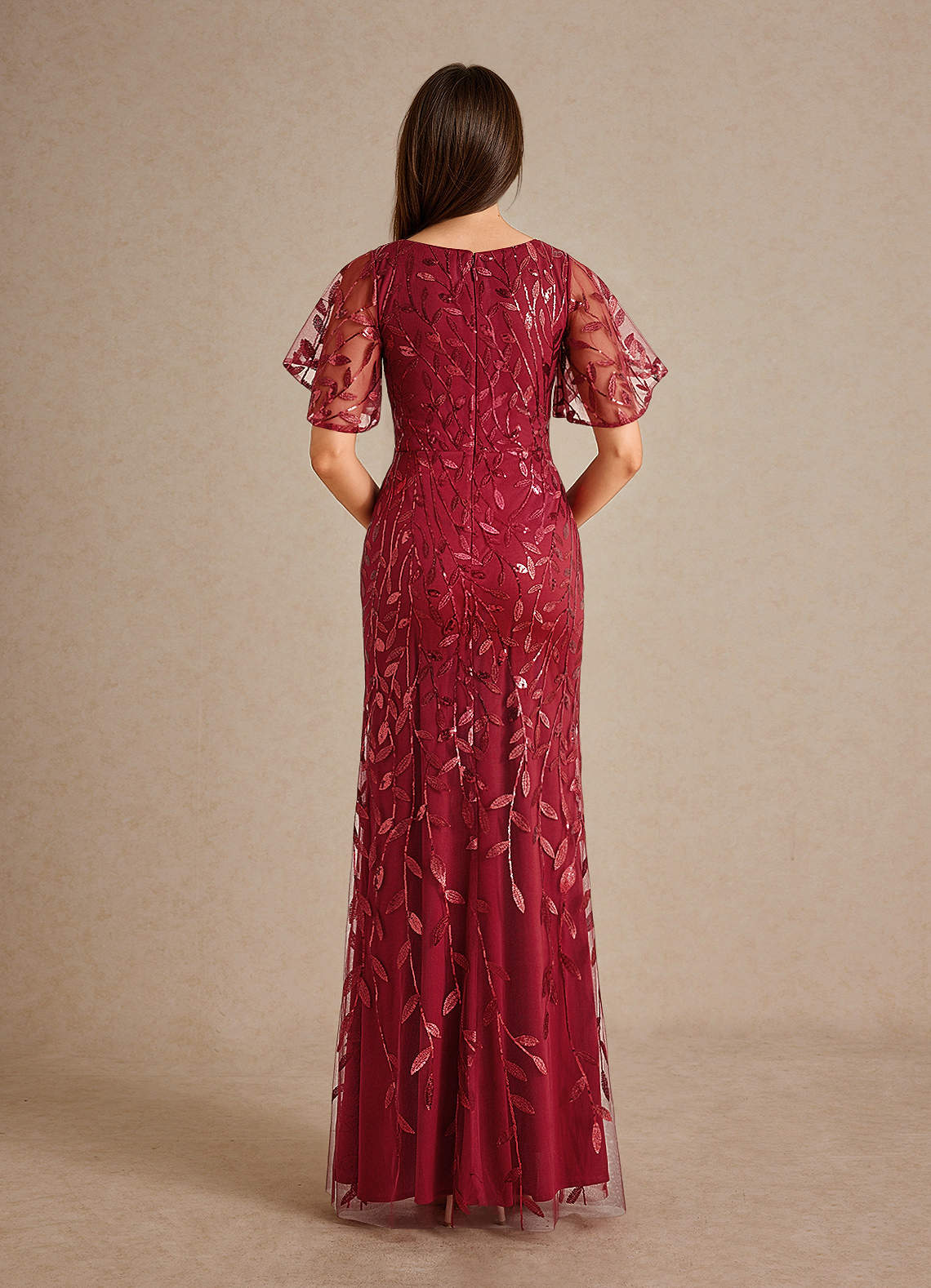 cabernet sequin bridesmaid dress Glitter Cabernet Spaghetti Straps V-Neck Formal Dresses main image 1