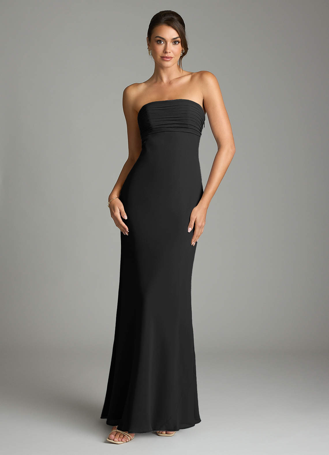 Azazie Saylor Klänningar att prova hemma Klä av Sjöjungfru i Chiffong Axelbandslös Svart image2