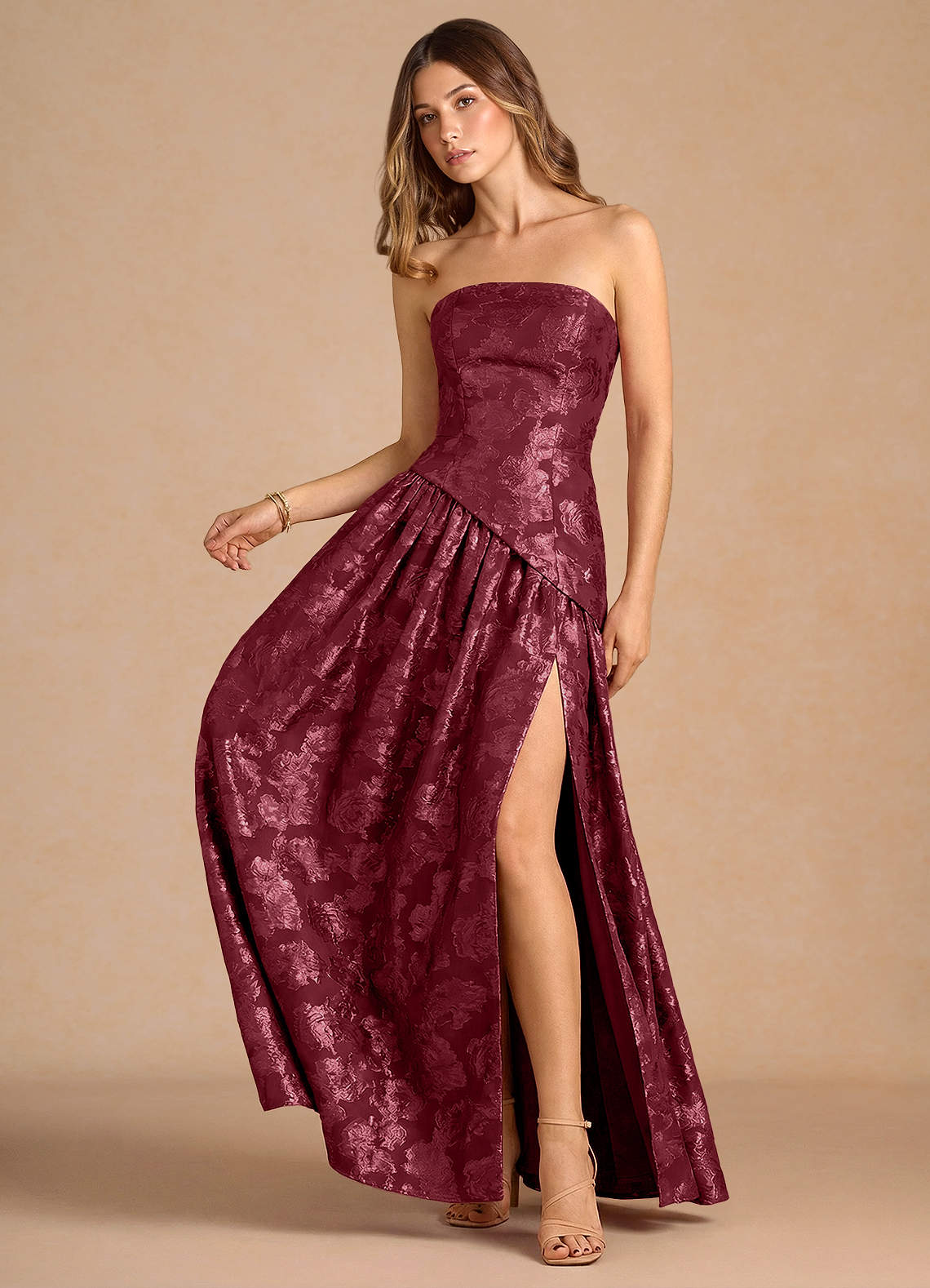 chinese dress ladies Ruby Blossom Maxi Dress Wine/Dusty Rose / S