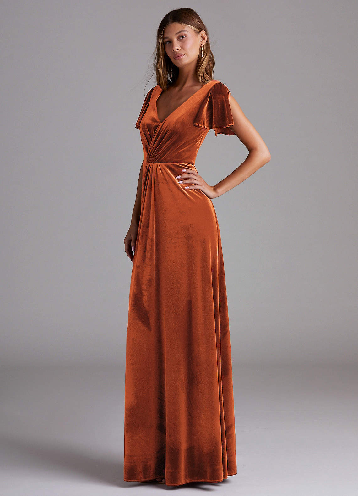 Azazie Soren At-home Try On Dresses Black A-Line Velvet Dress image2