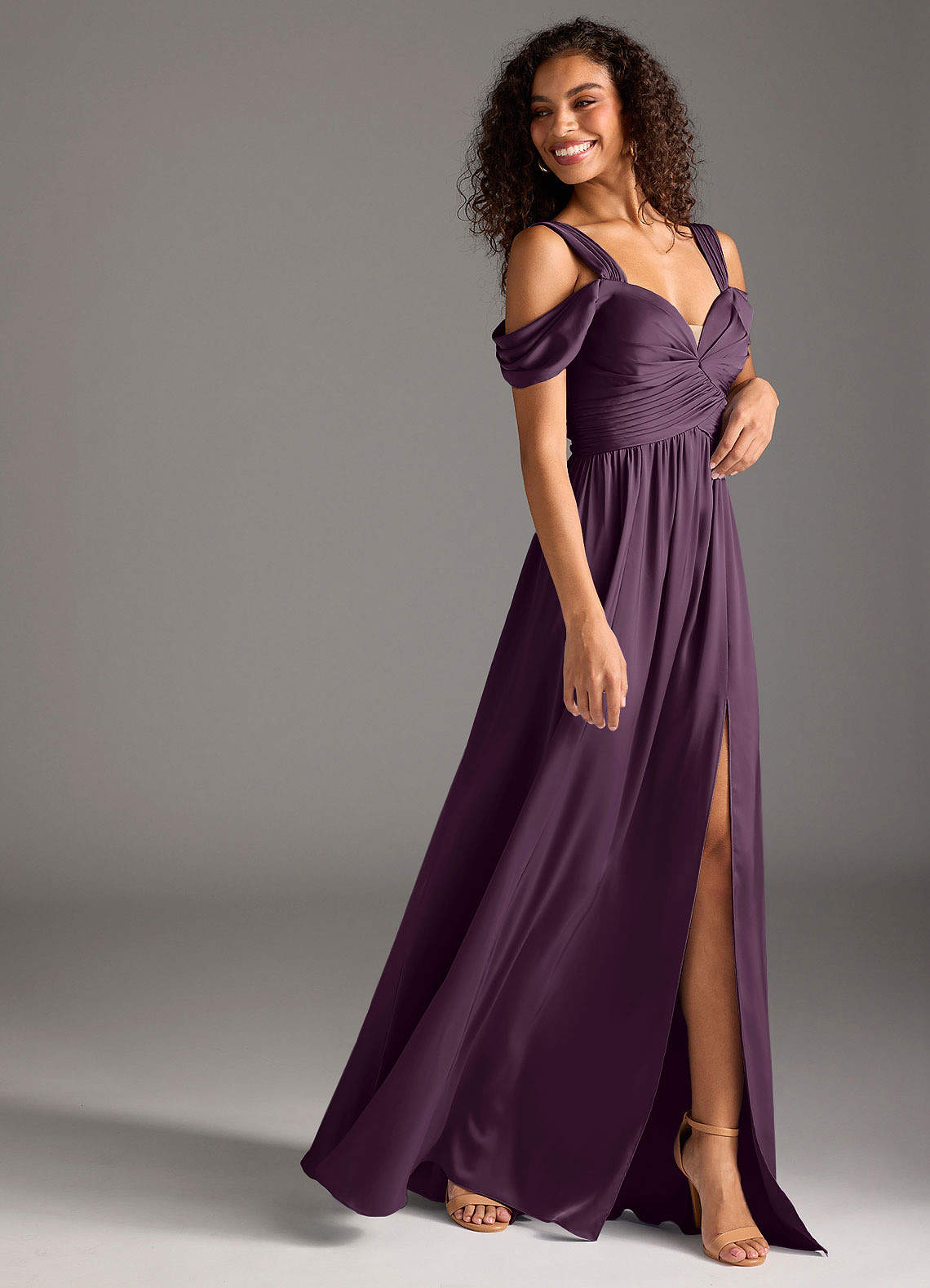 Purple Eggplant Color Eggplant Cocktail Dress Azazie Plus Size A-Line Off The Shoulder Floor-Length Purple Eggplant Color Eggplant Cocktail Dress Azazie Plus Size A-Line Off The Shoulder Floor-Length