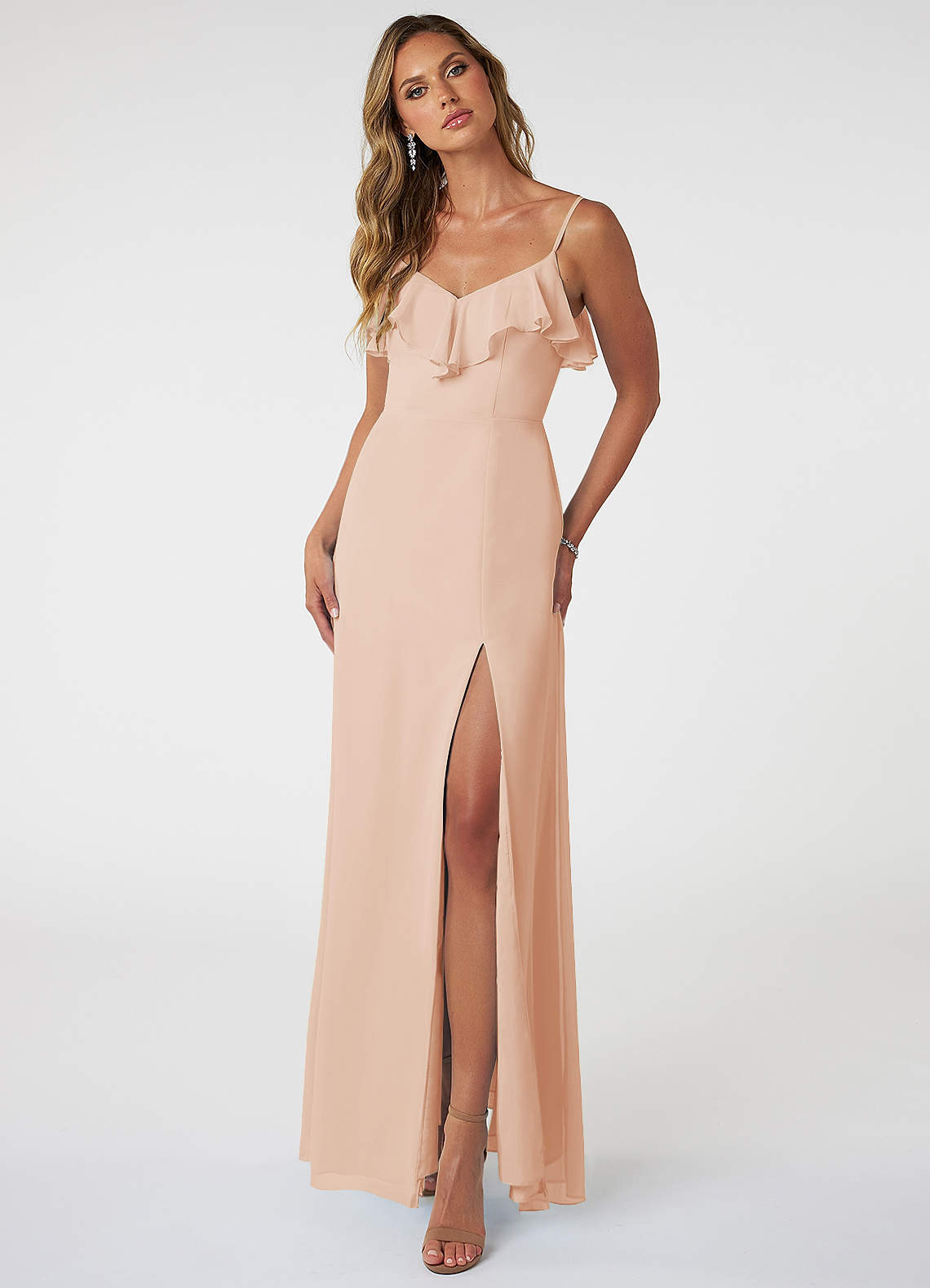 Azazie Natalia Bridesmaid Dresses English Rose A-Line Chiffon Dress image1