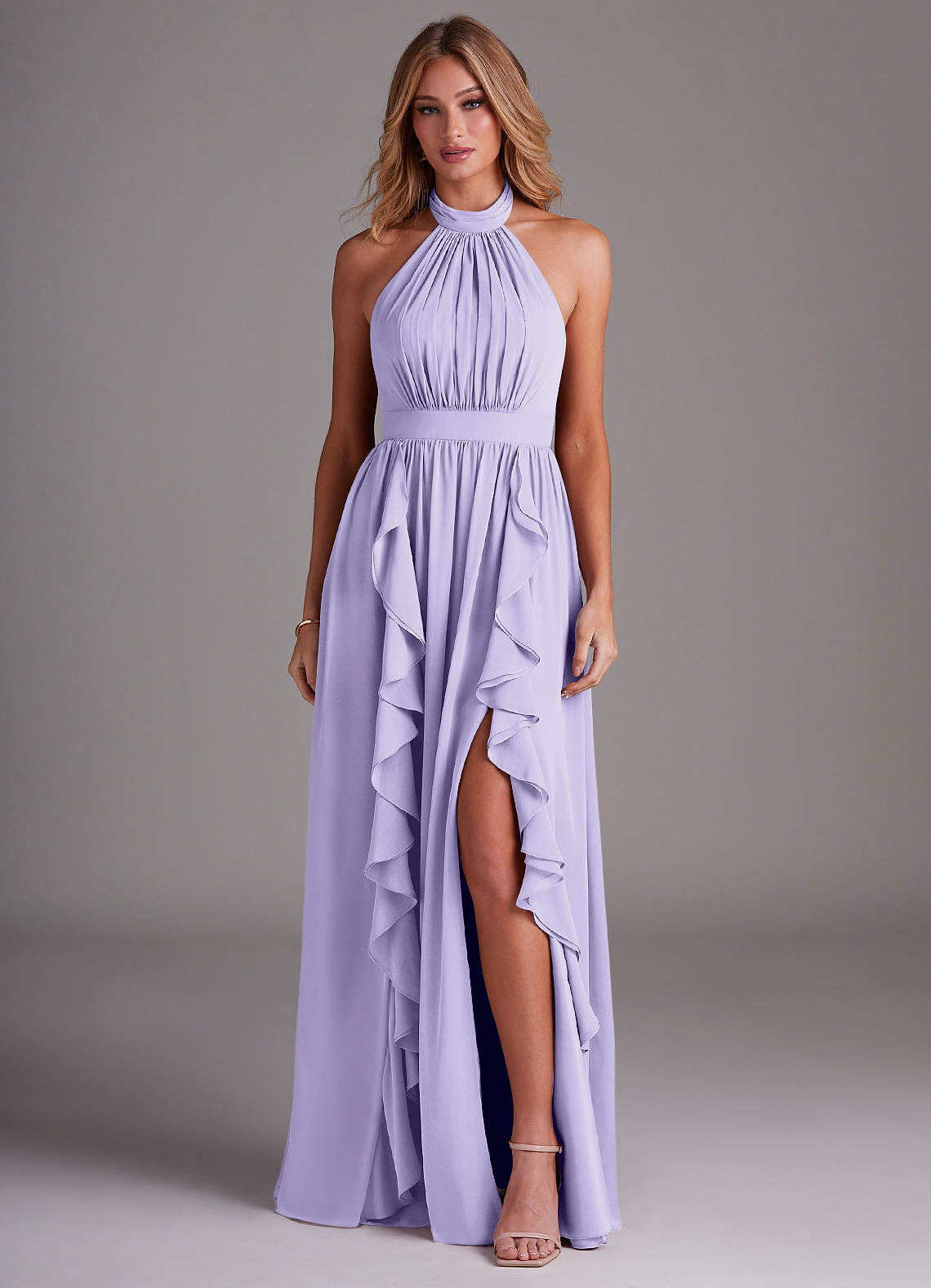 Azazie Avary Bridesmaid Dresses Lilac A-Line Pleated Chiffon Dress image1