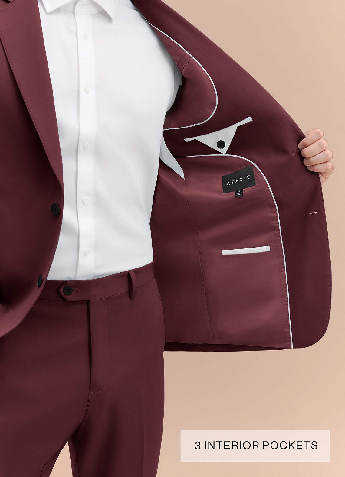 front Ethan Cabernet Refined Weave Performance Suit