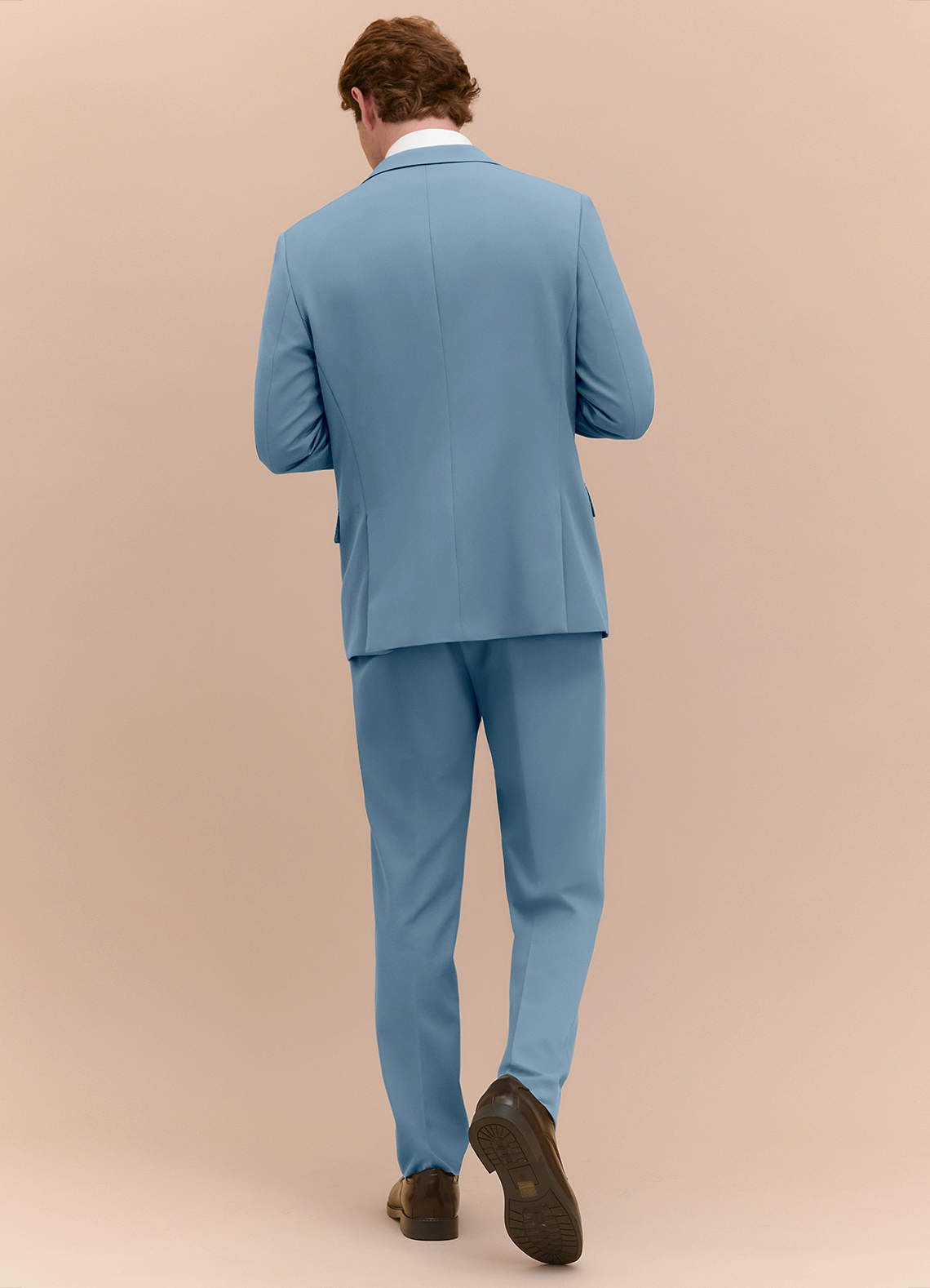 Azazie James Light Blue Structured Stretch Slim Men's Wedding Suit Size 50 Regular