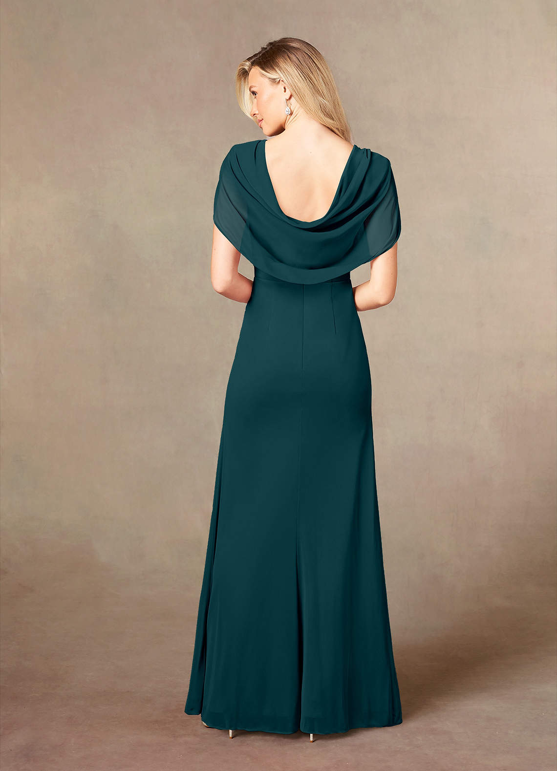 Azazie Luisa Mother of the Bride Dresses Pine Mermaid V-Neck Pleated Mesh Dress image1