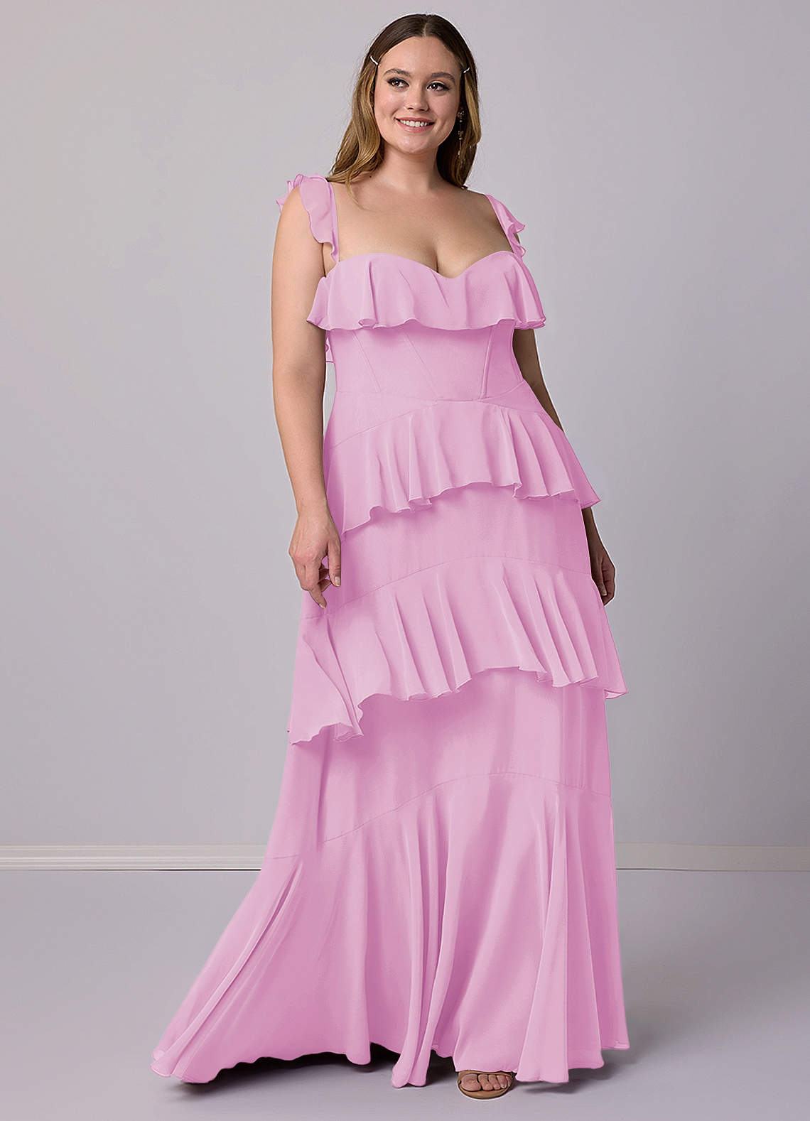 Barbie ♥ Azazie Bridesmaid Dresses Candy Pink A-Line Sweetheart Neckline Chiffon Dress image1