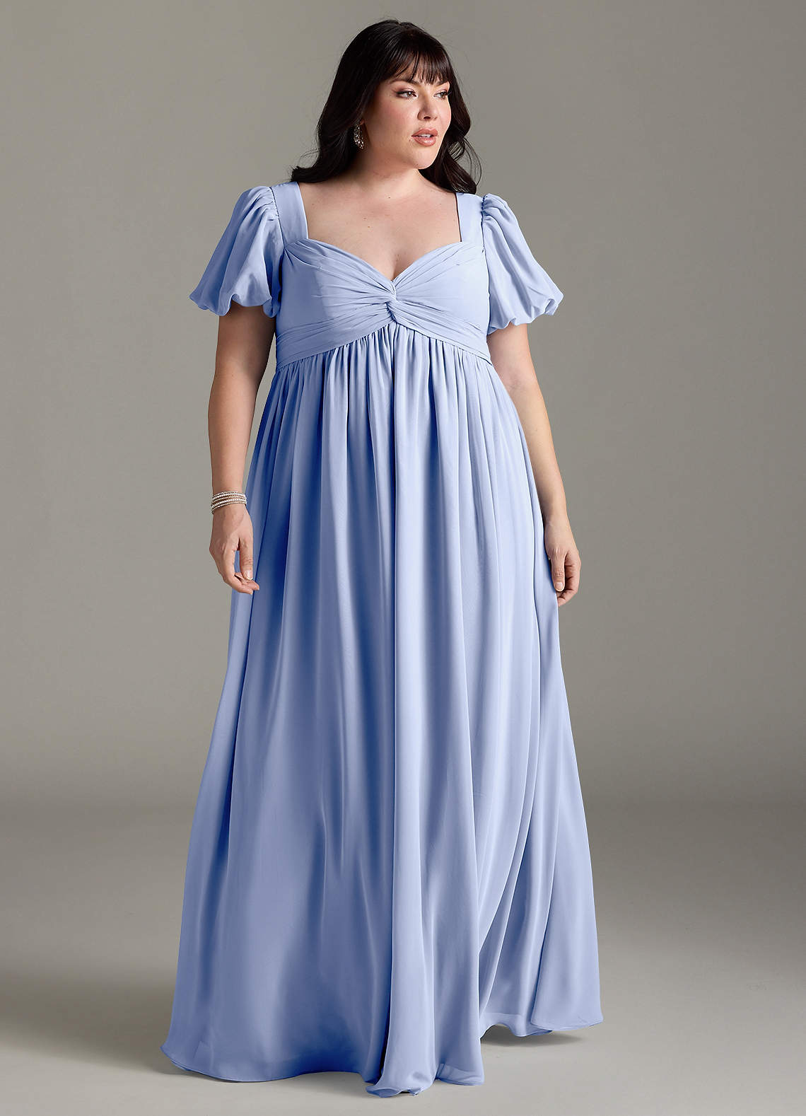 Azazie Madisynn Maternity Bridesmaid Dresses Bow Chiffon Floor-Length Dress image1