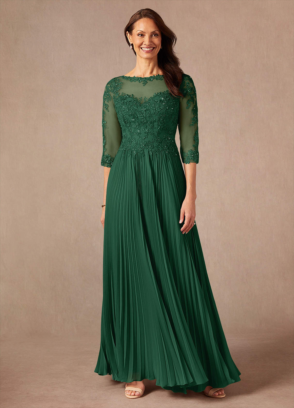 Azazie Corinne Mother of the Bride Dresses Dark Green A-Line Sequins Chiffon Dress image1