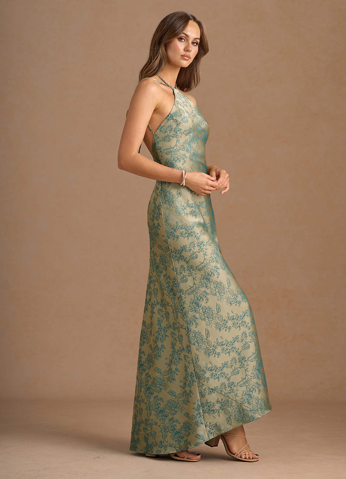 2024FOXEY Early Summer Dress【Floriane】38 Floriane Platinum Teal Maxi Dress | Azazie