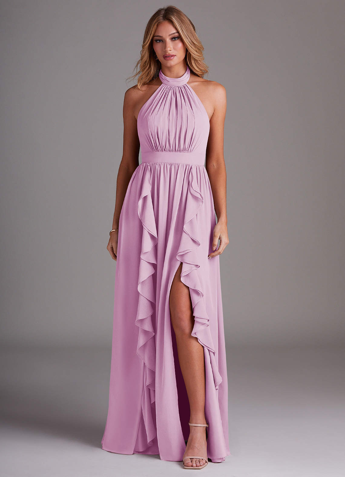 Azazie Avary Bridesmaid Dresses Candy Pink A-Line Pleated Chiffon Dress image1
