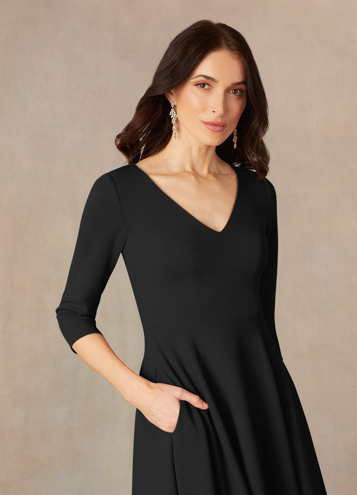Azazie Nassif Black A-Line Stretch Crepe Dress | Azazie