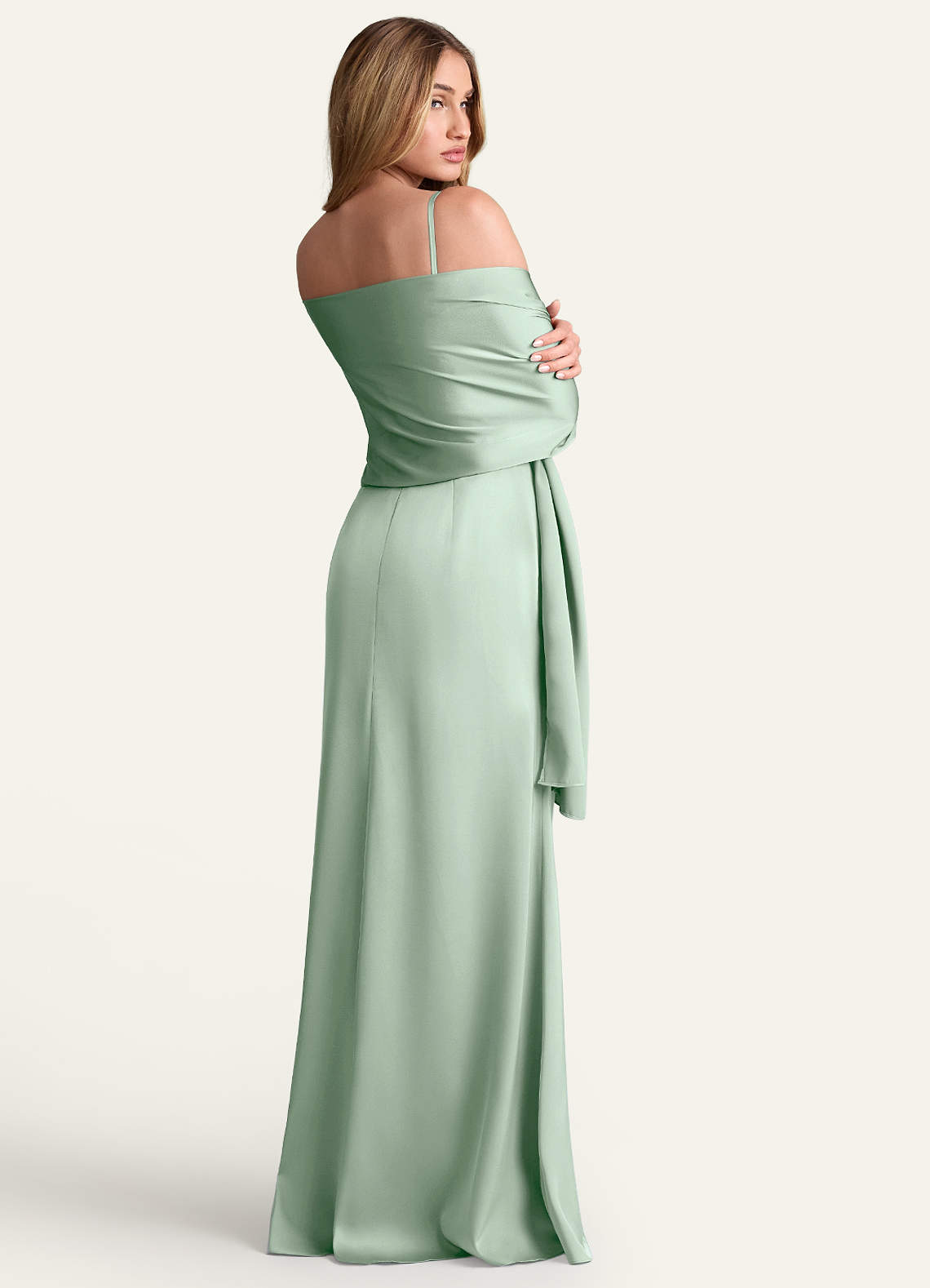 front Azazie Matching Color Ireland Stretch Satin Shawl