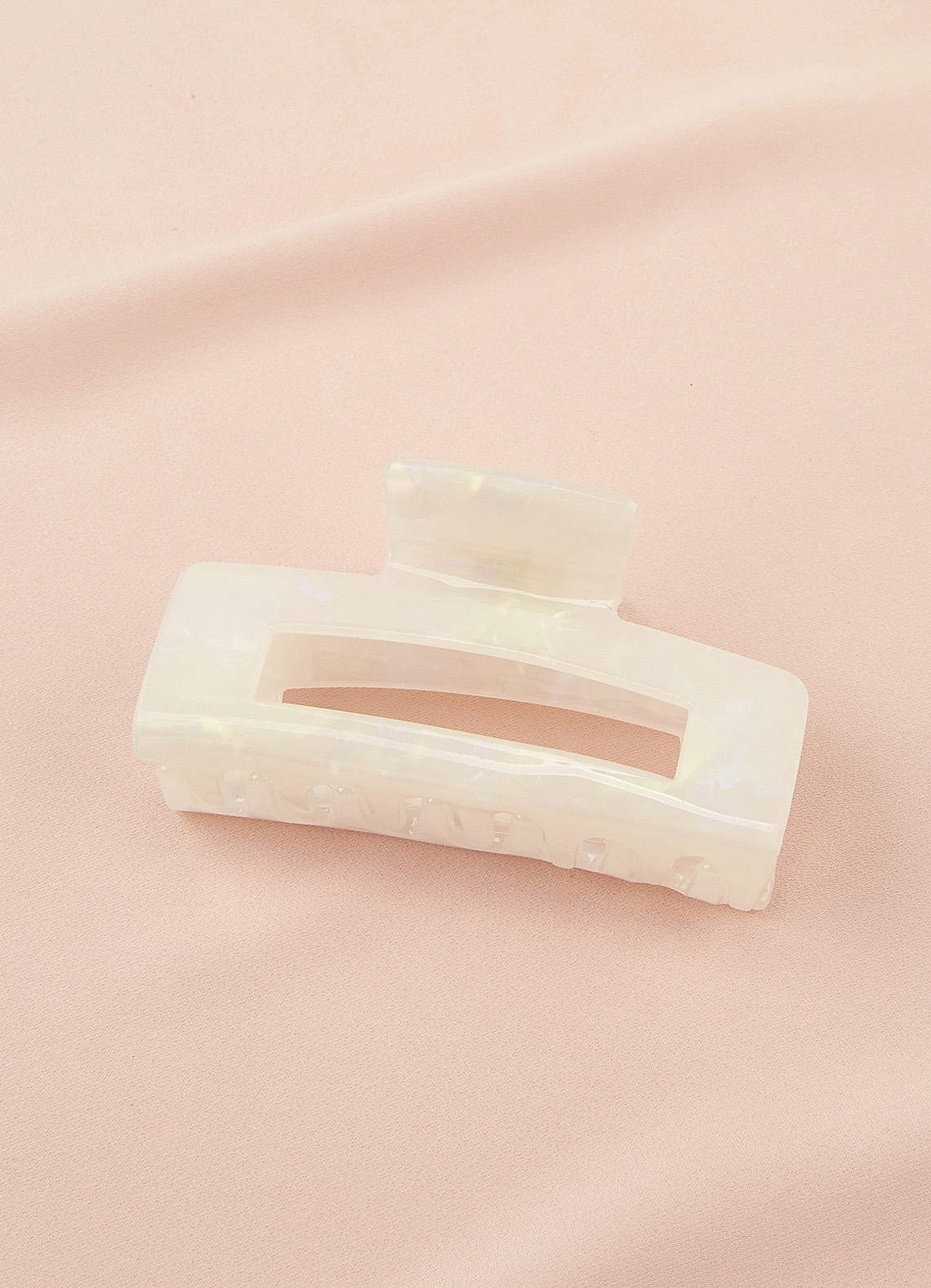 front Iridescent Ivory Hair Claw Clip