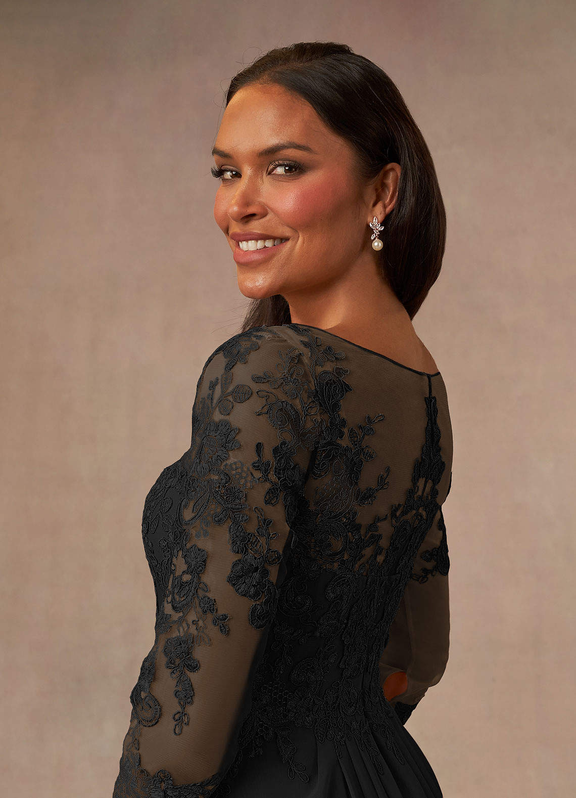 Azazie Calanthe Black A-Line Scoop Chiffon Dress Ready to Ship
