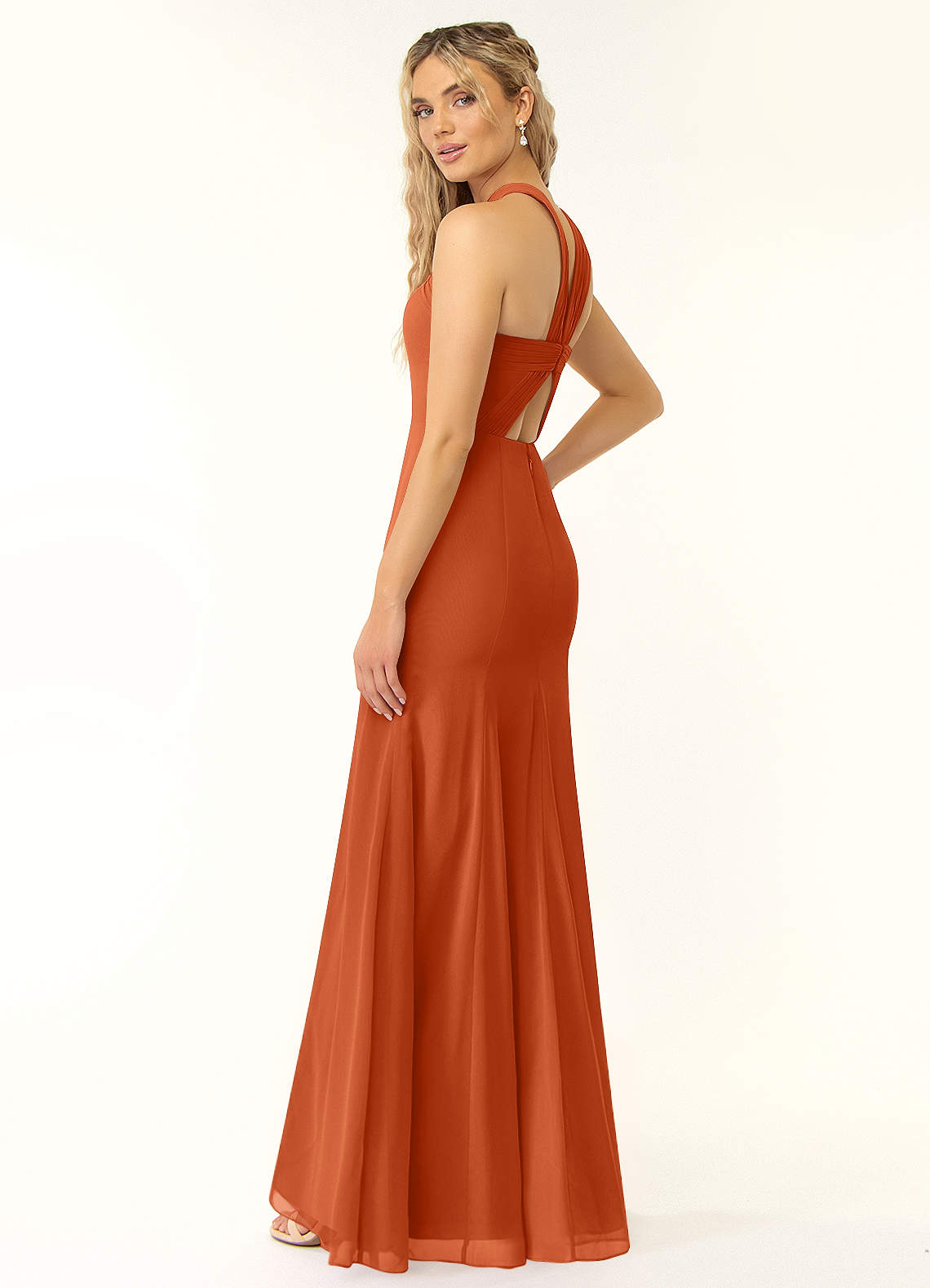 Azazie Rue Burnt Orange Chiffon Bridesmaid Dresses | Azazie