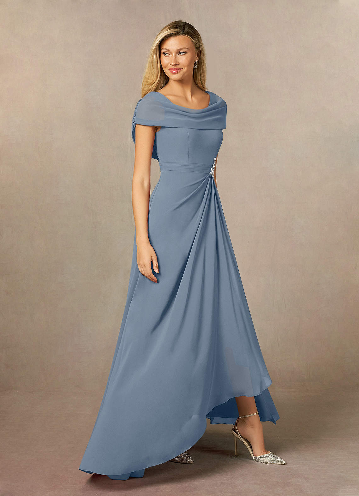 Azazie Mary Twilight A-Line Side Slit Chiffon Dress | Azazie