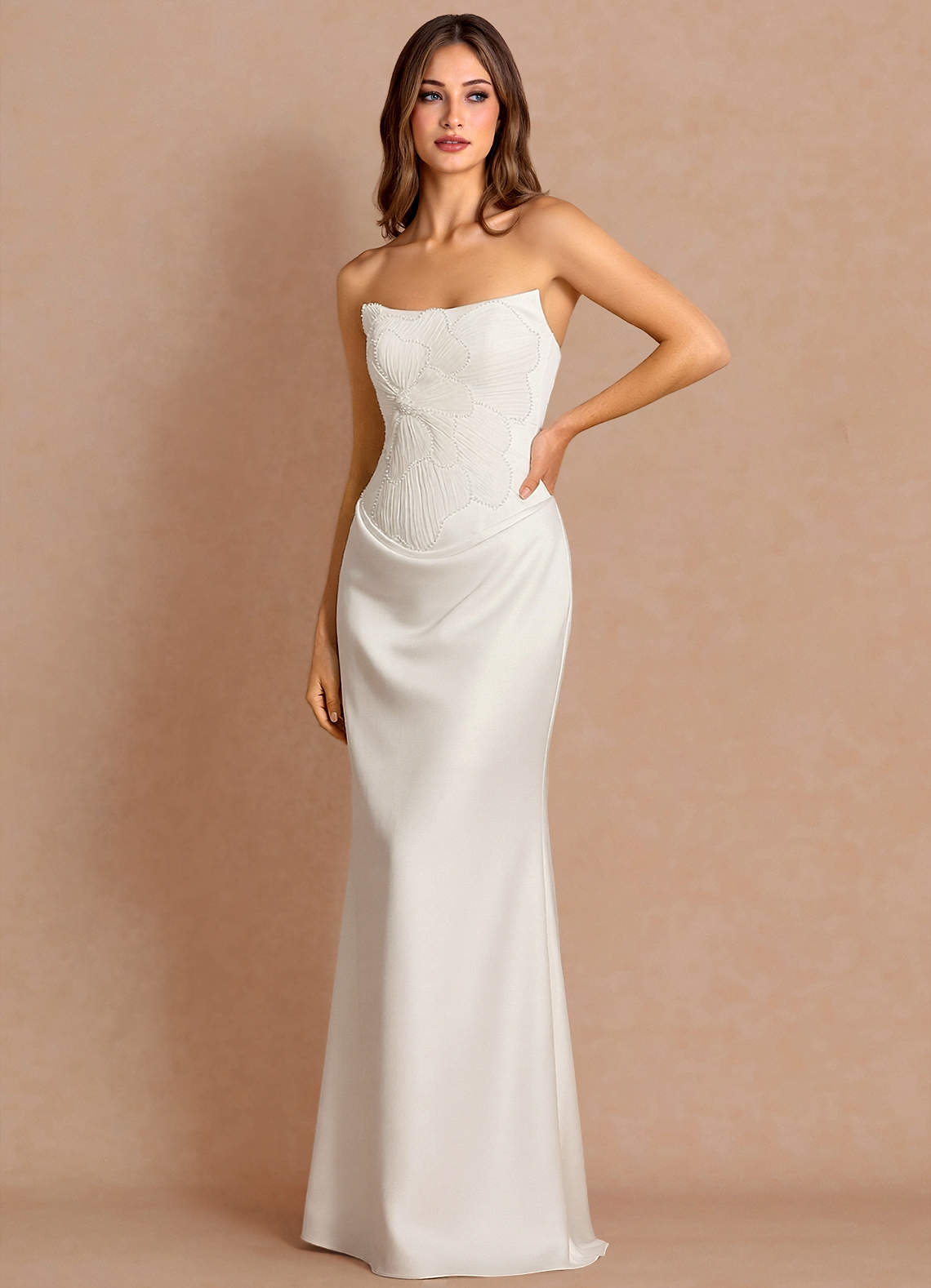 long sleeve jersey dress Draped Long Jersey Dress