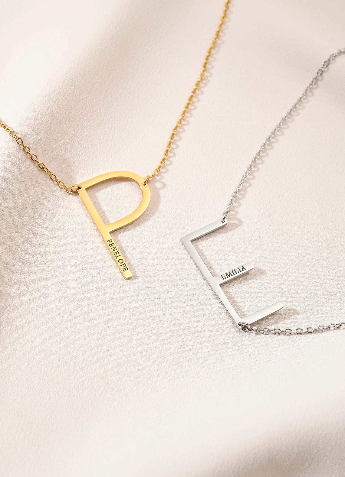 front Custom Name Necklace with Personalized Initial Design