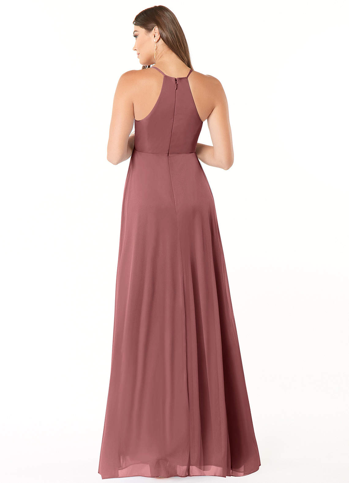 Azazie Annabelle Maternity Bridesmaid Dresses A-Line V-Neck Pleated Mesh Floor-Length Dress image1