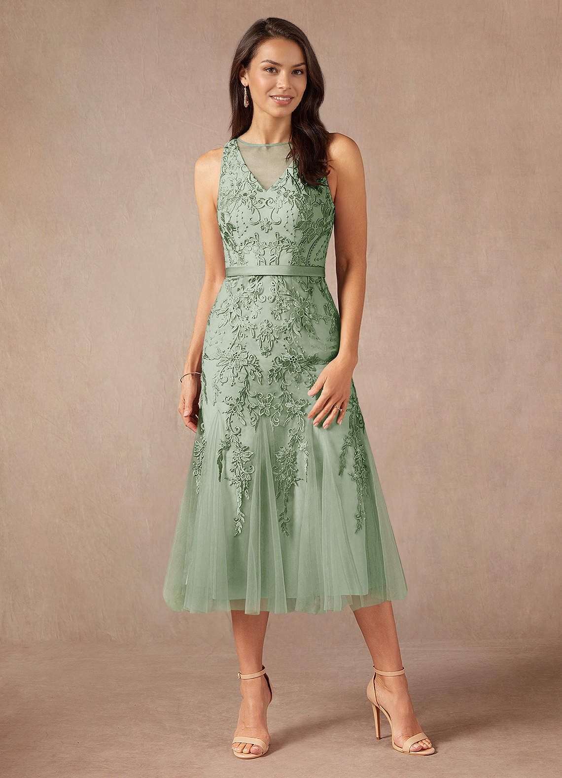 Azazie Herrin Mother of the Bride Dresses Dusty Sage Mermaid Lace Dress image1