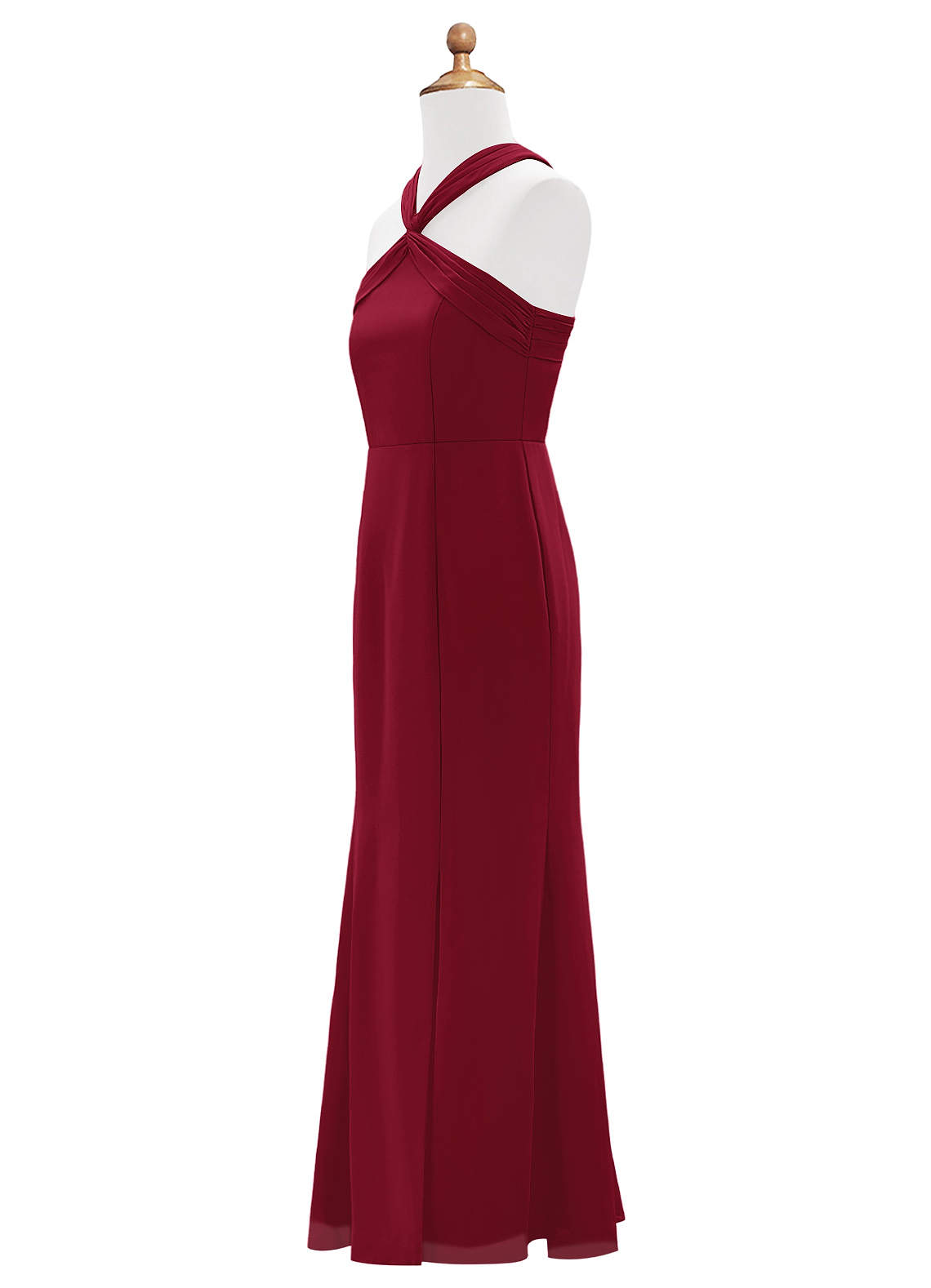 Azazie Rue Junior Burgundy Mermaid Side Slit Chiffon Dress image7