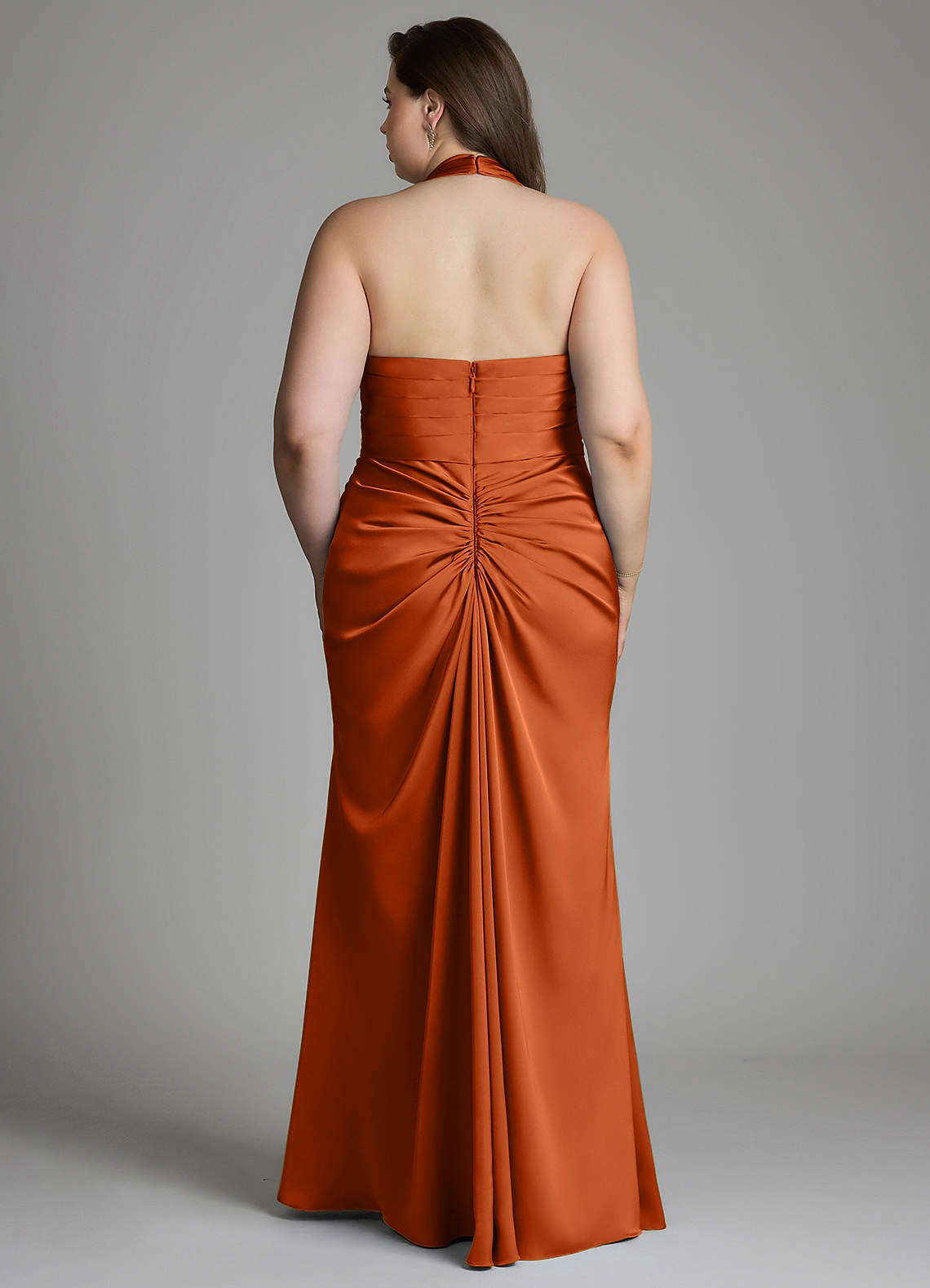 Azazie Destiny Bridesmaid Dresses Burnt Orange Mermaid Sweetheart Neckline Stretch Satin Dress image8