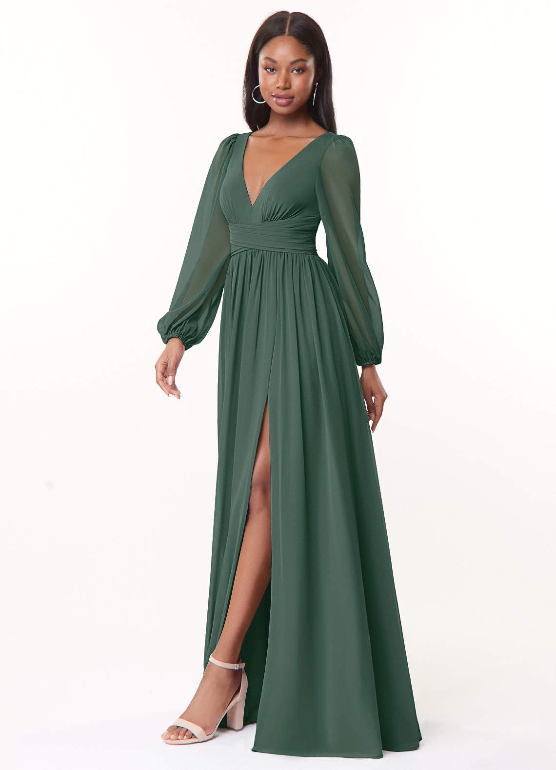 Azazie Norah Sea Moss Chiffon Bridesmaid Dresses | Azazie