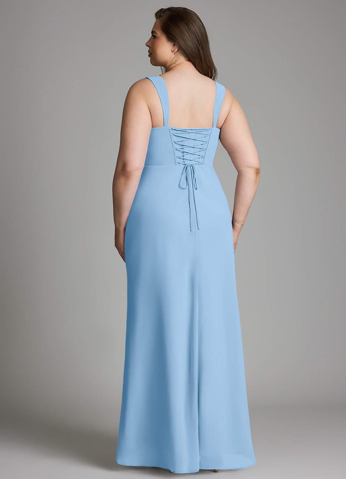 Azazie Agustina Bridesmaid Dresses Powder Blue Mermaid Corset Chiffon Dress image8