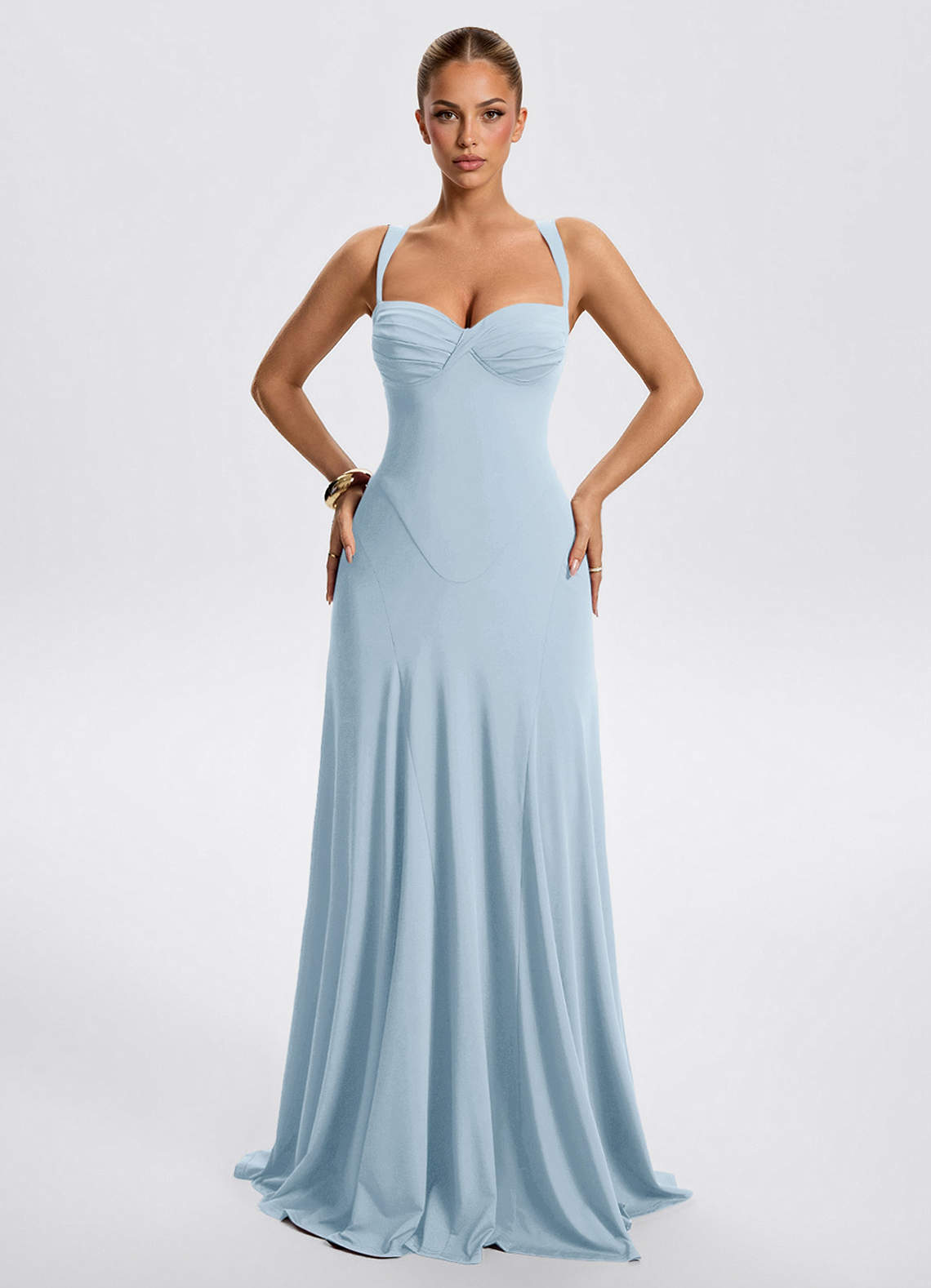 Zephira Sky Blue Maxi Dress | Azazie CA
