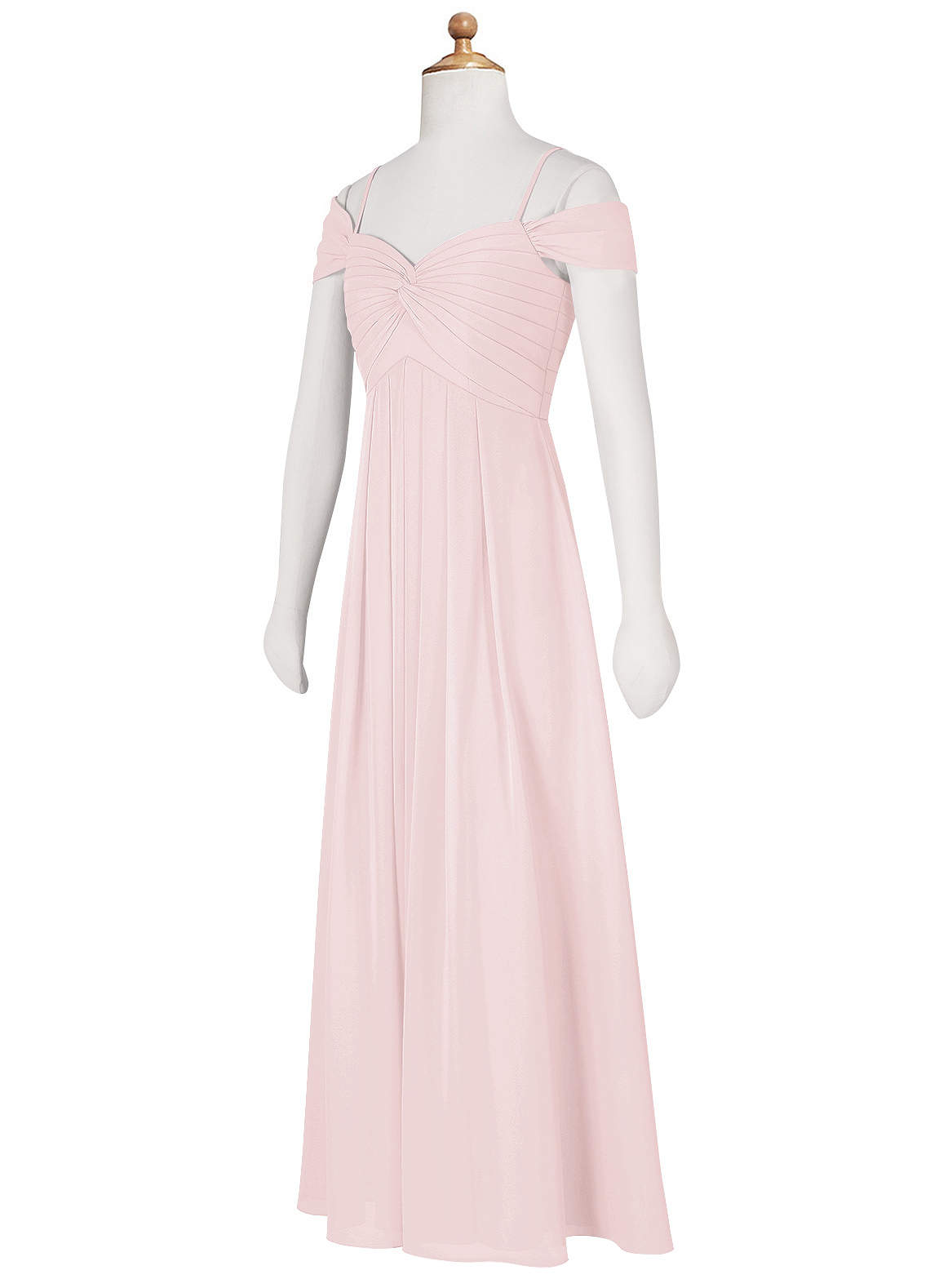 Azazie Kaitlynn Junior Blushing Pink A-Line Off the Shoulder Chiffon Dress image9