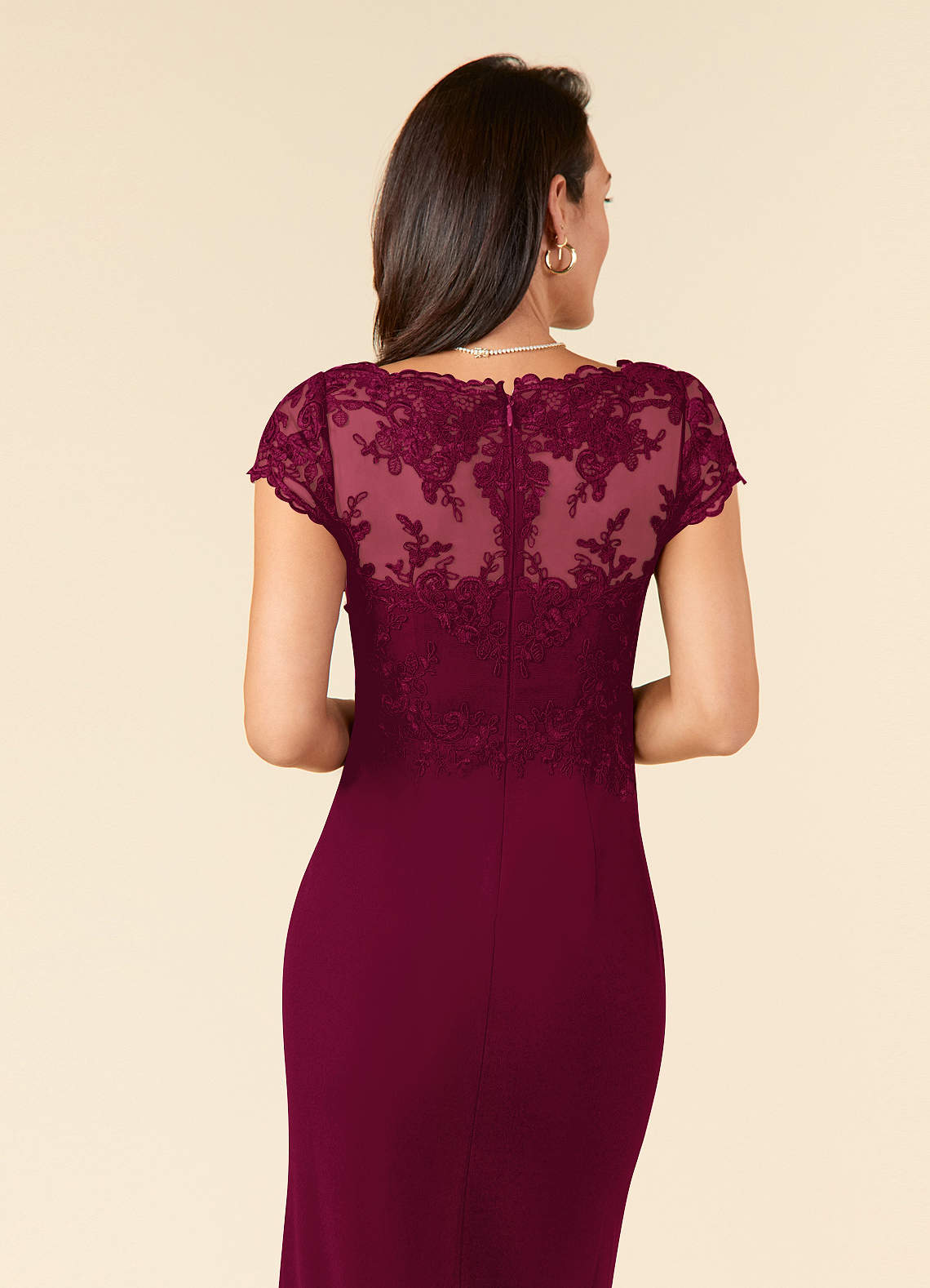 Azazie Carmen Mother of the Bride Dresses Burgundy Sheath Lace Dress image5