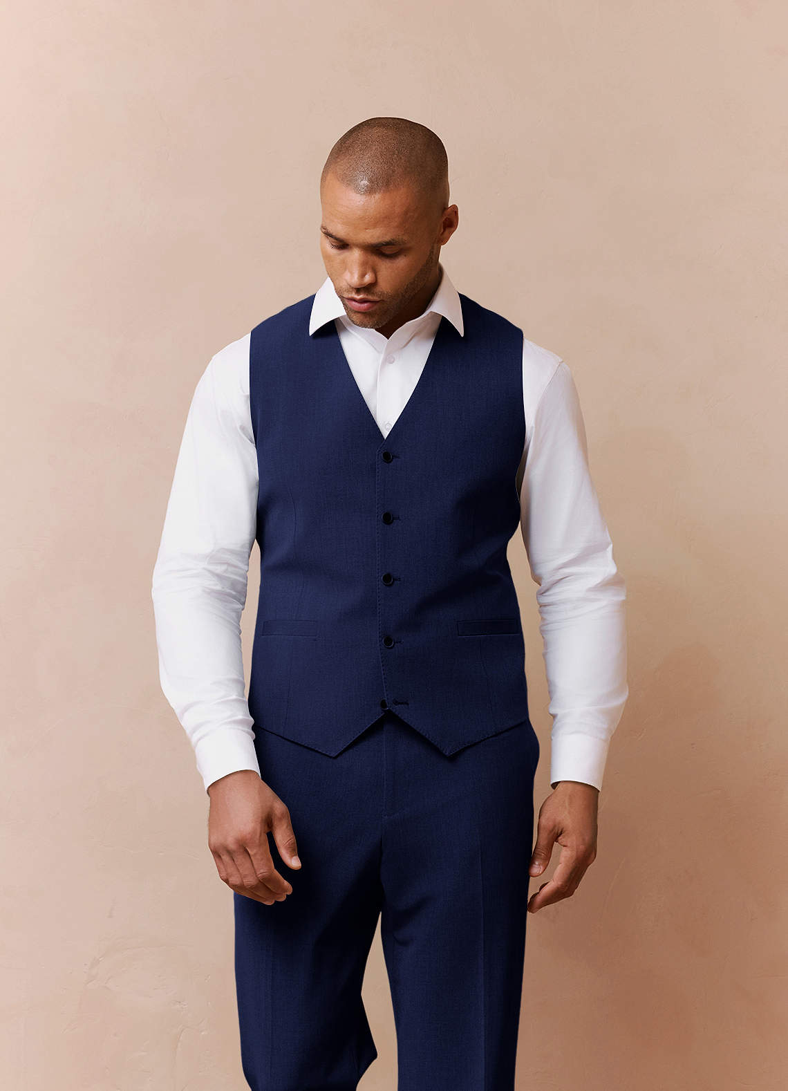 front Savile Blue Wool Blend Suit Vest