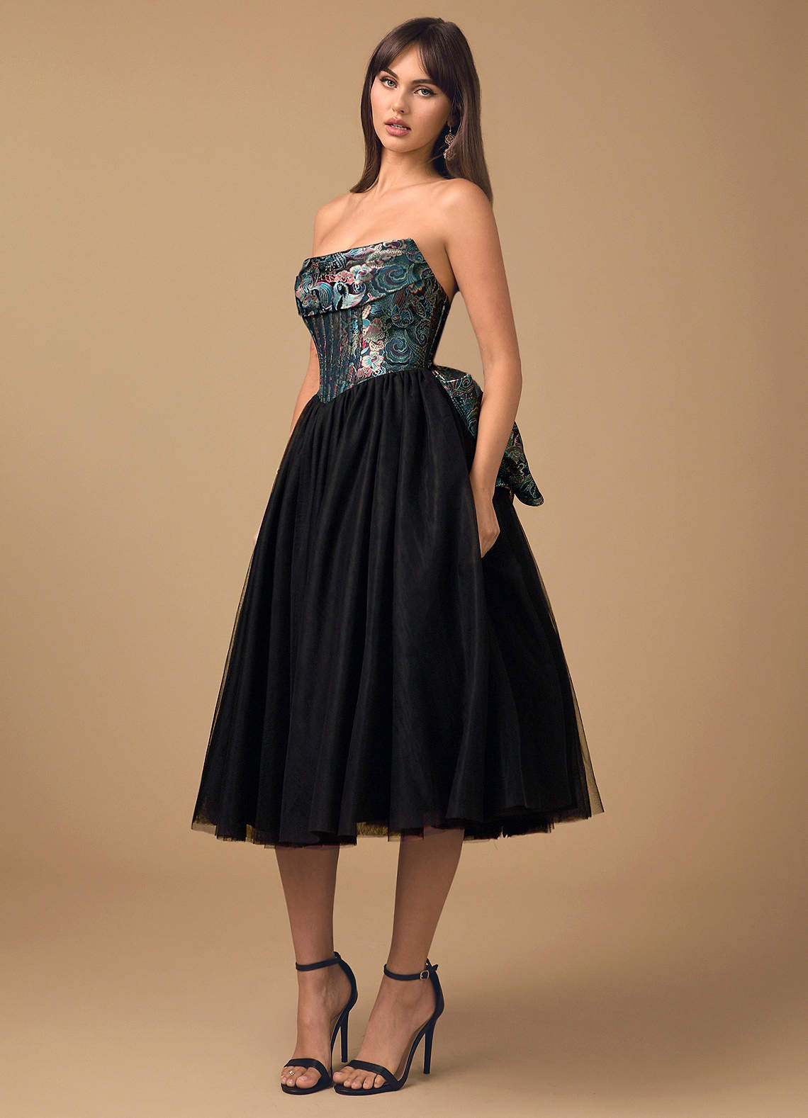 Nadine Twilight Paisley Midi Dress | Azazie