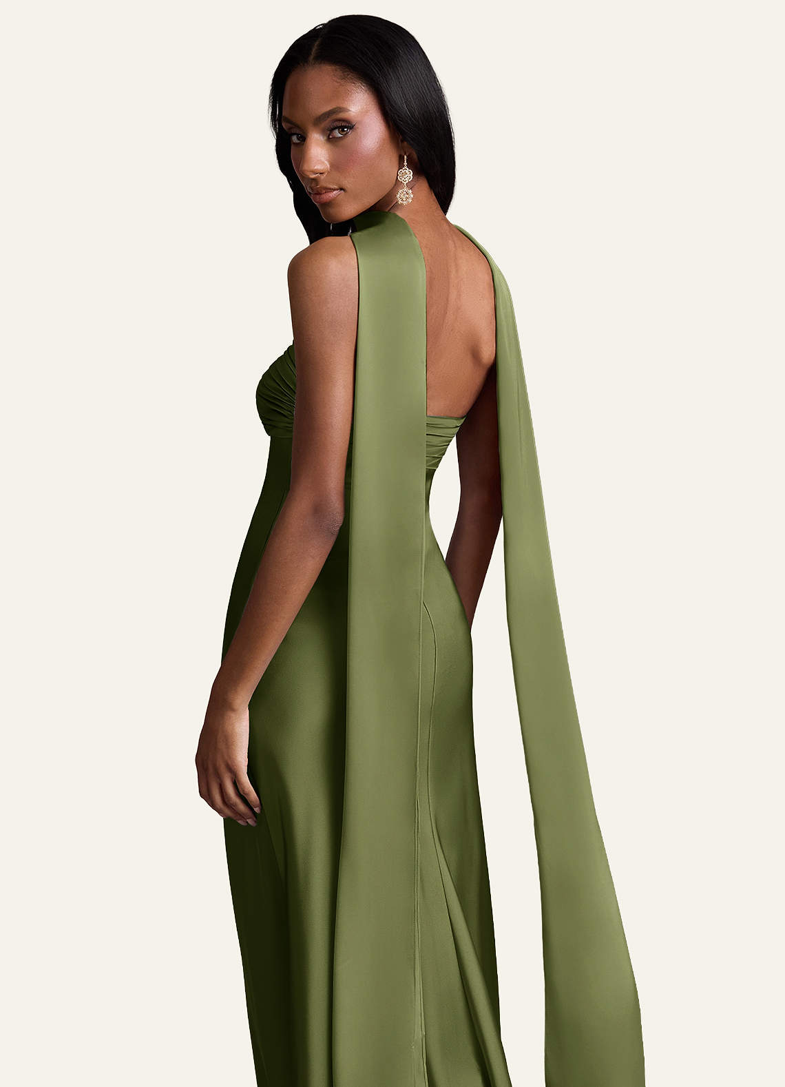 front Azazie Matching Color Stretch Satin Scarf