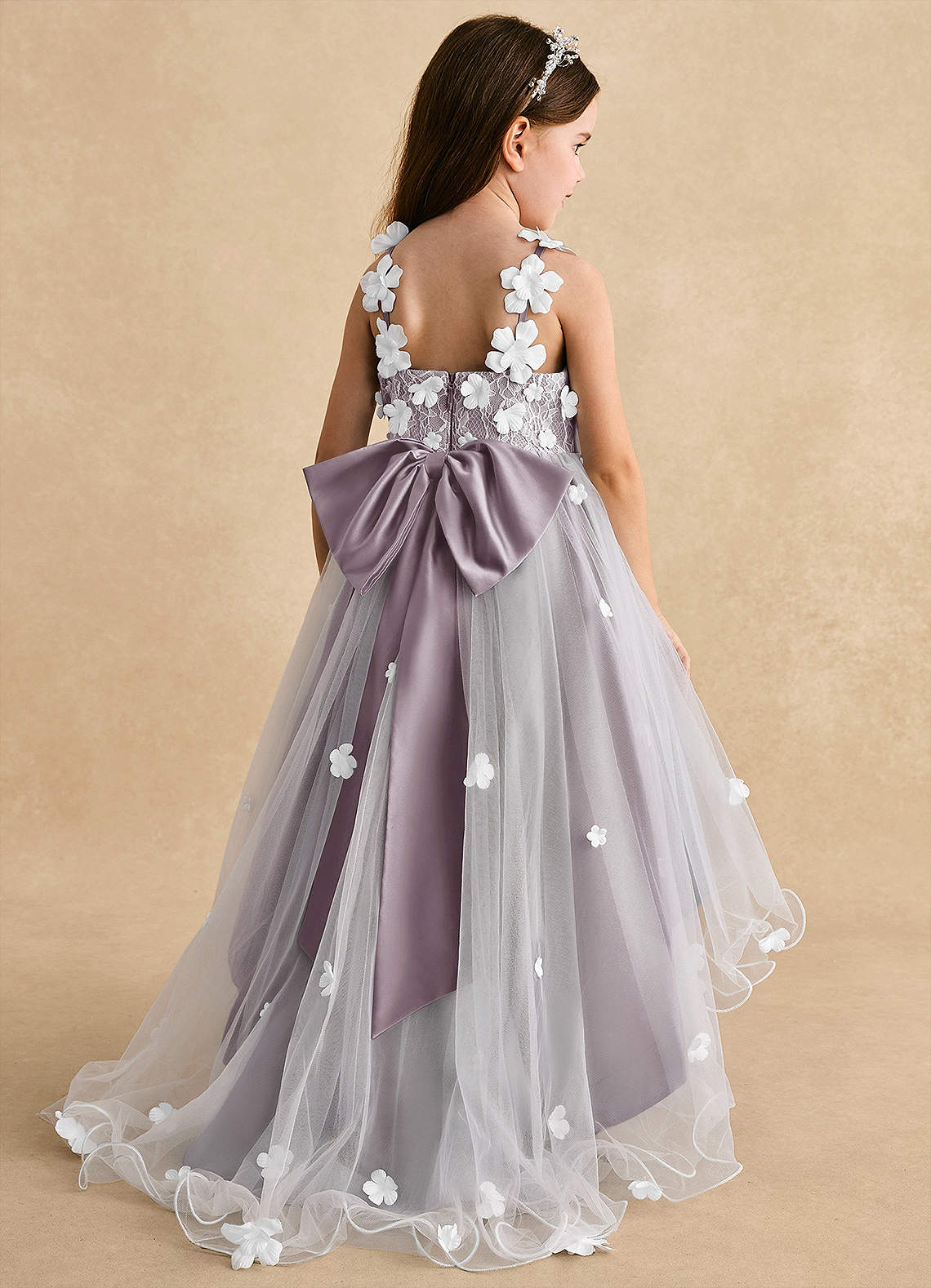 Azazie Celia Flower Girl Dresses Dusk A-Line Lace Tulle Dress image1