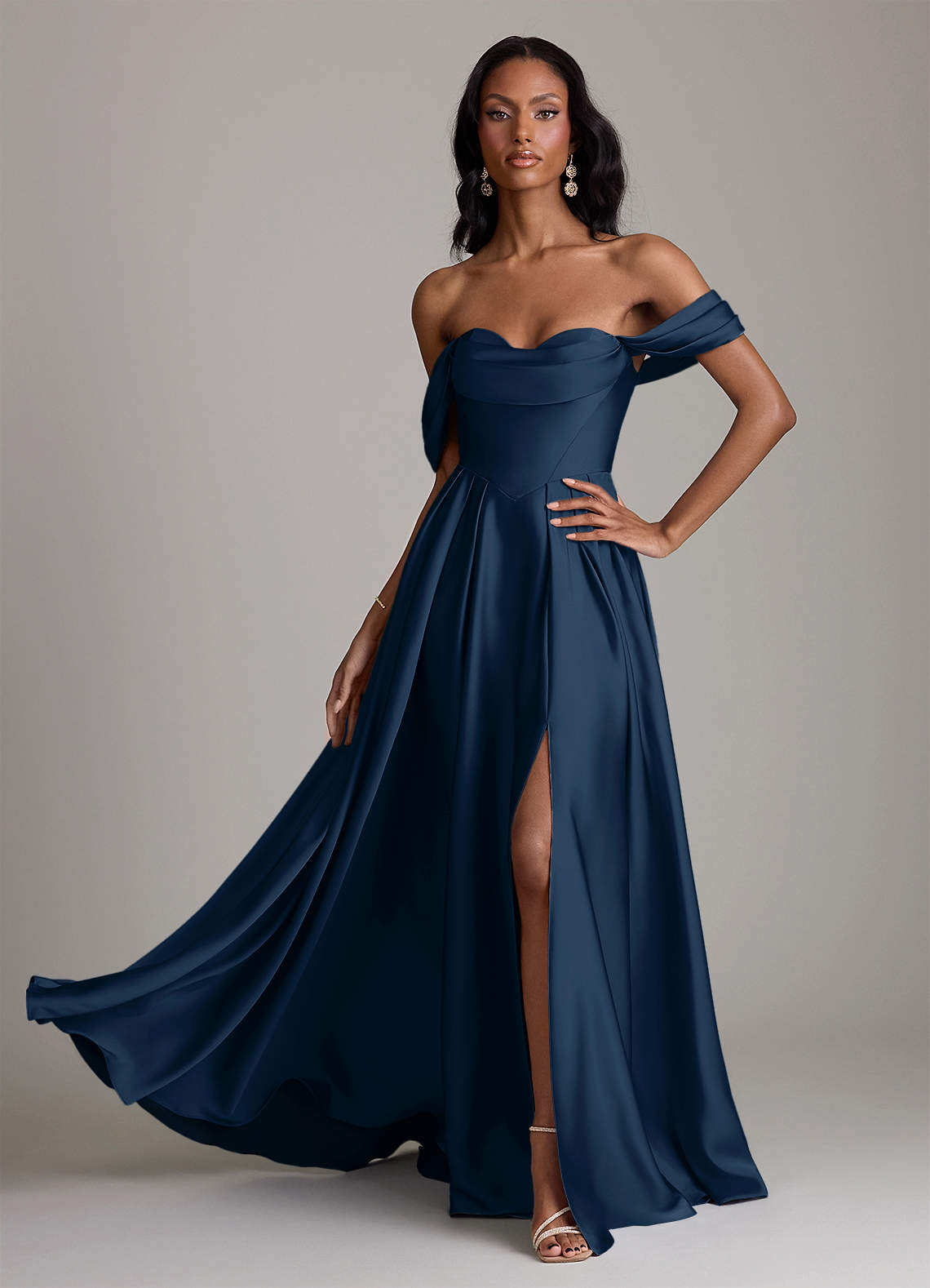 satin midi dress casual Vineyard Charm in Copper Pair with heels and modelCode_DR160 PrettyLittleThing Women's Shape Striped Silk Satin Colors:Burgundy 754