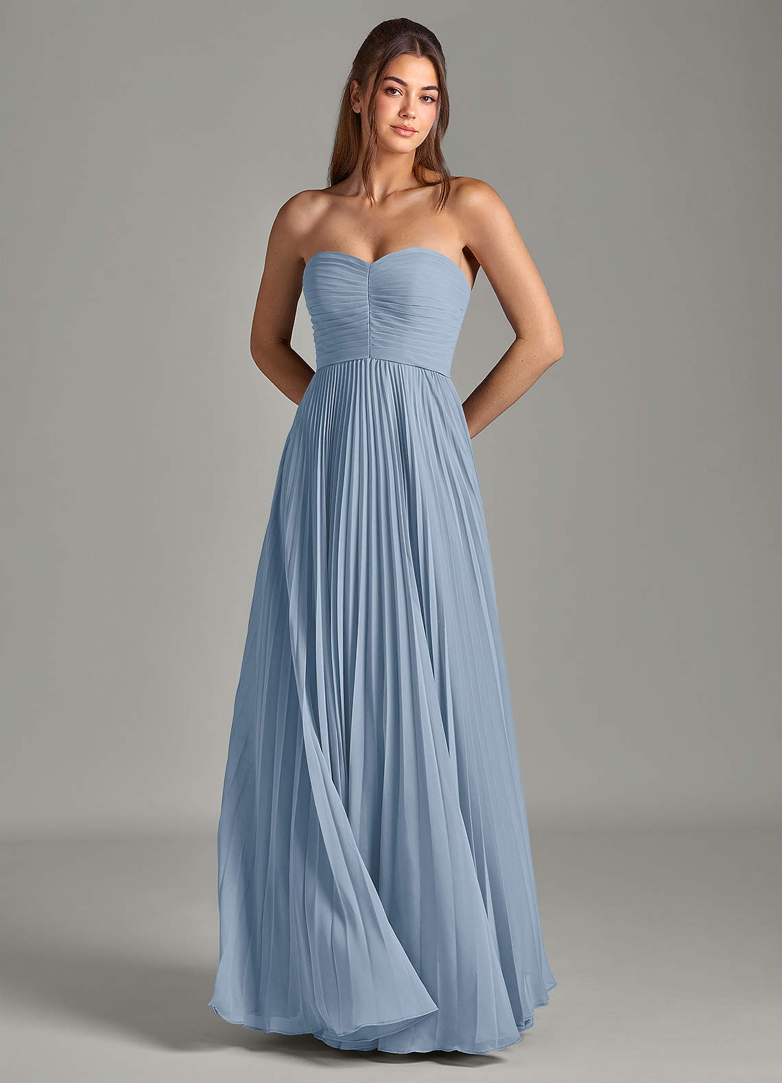 Azazie Chiana Brudepigekjoler En streg Stropløs Chiffon Gulv-længde Kjole image2