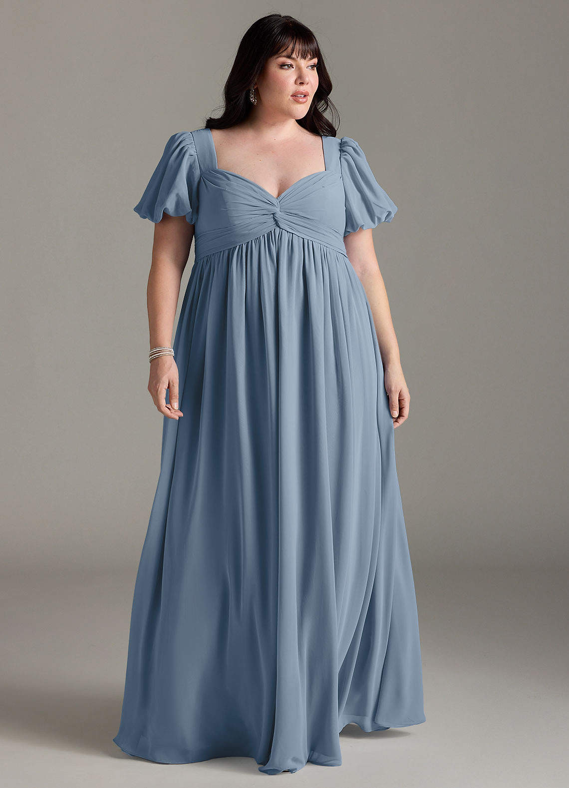 Azazie Madisynn Vestidos de dama de honra para maternidade Vestido Arco Comprimento do chão Chiffon image4
