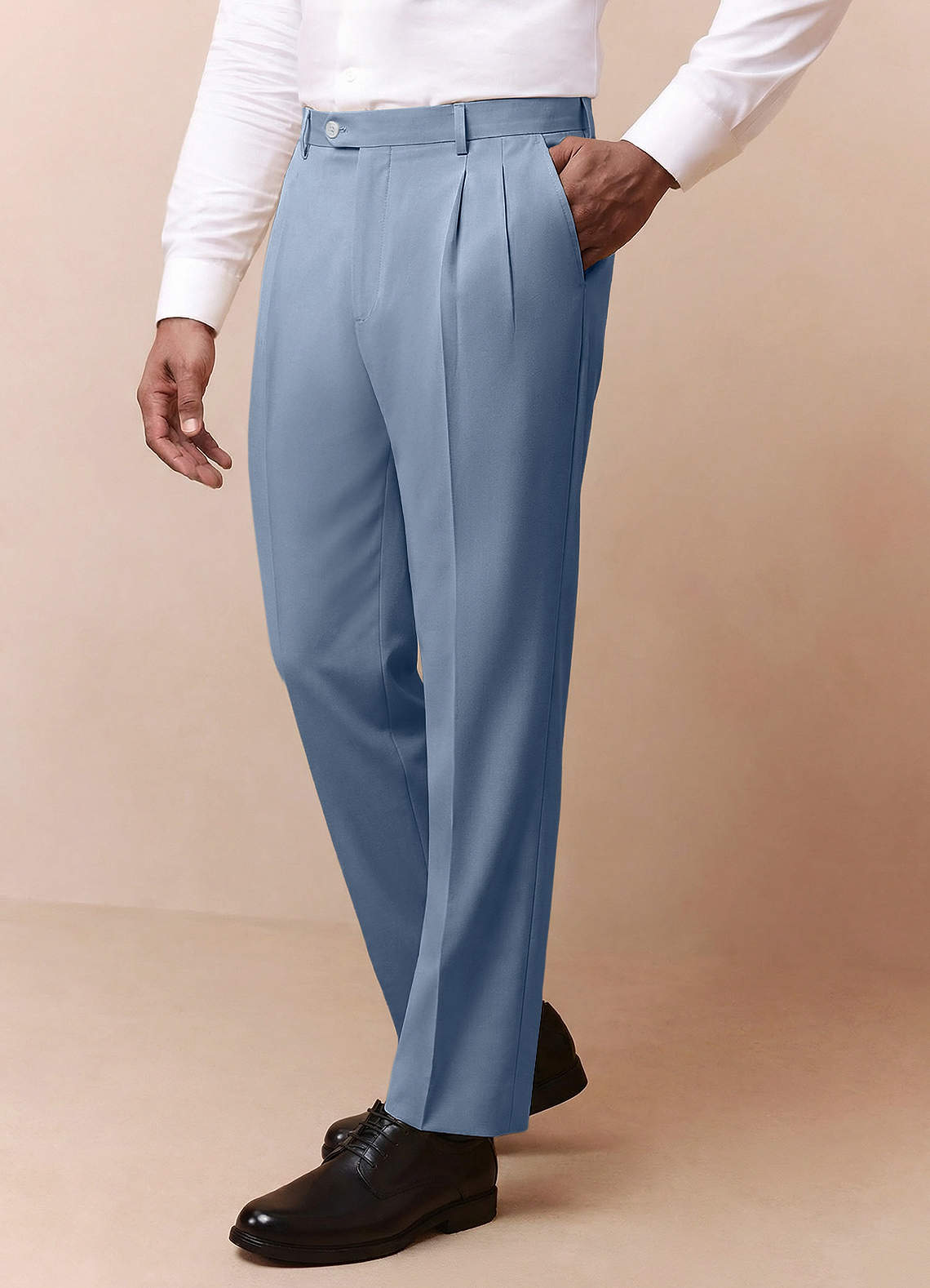 front Owen Dusty Blue Lightweight Tailored Dress Pants