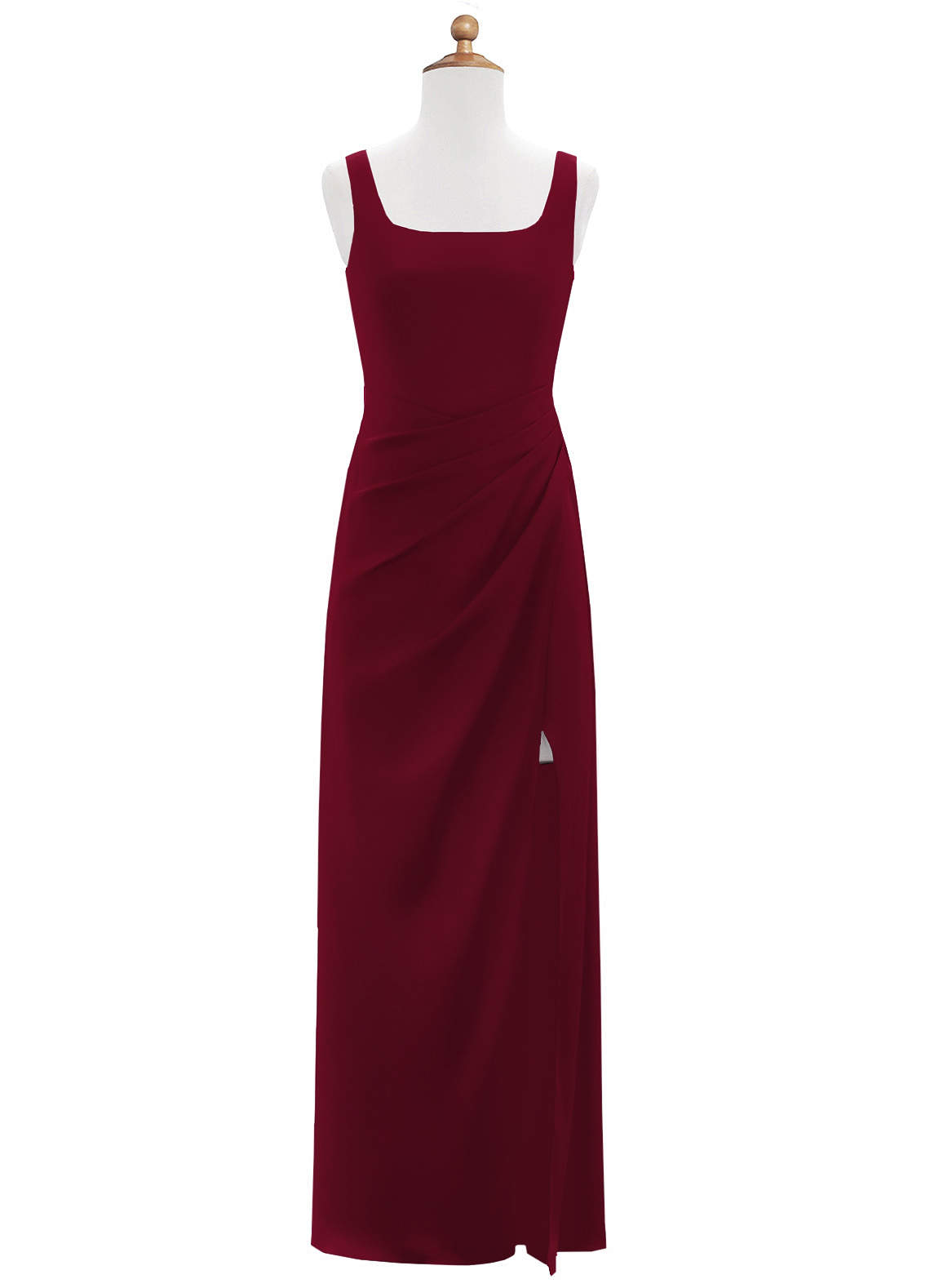 Azazie Mero Junior Burgundy Mermaid Pleated Stretch Satin Dress image5
