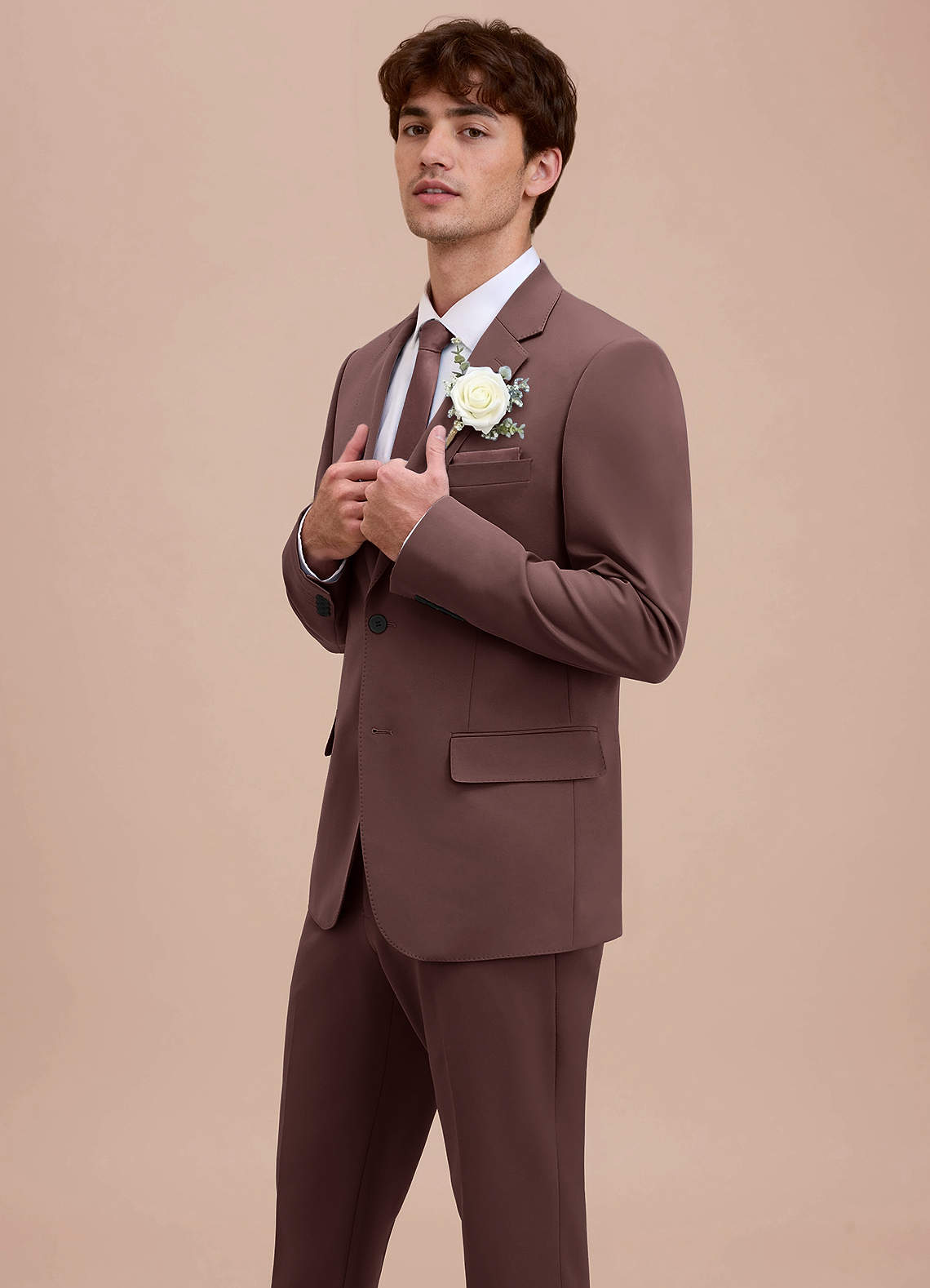 front Ethan Espresso Refined Weave Suit Jacket