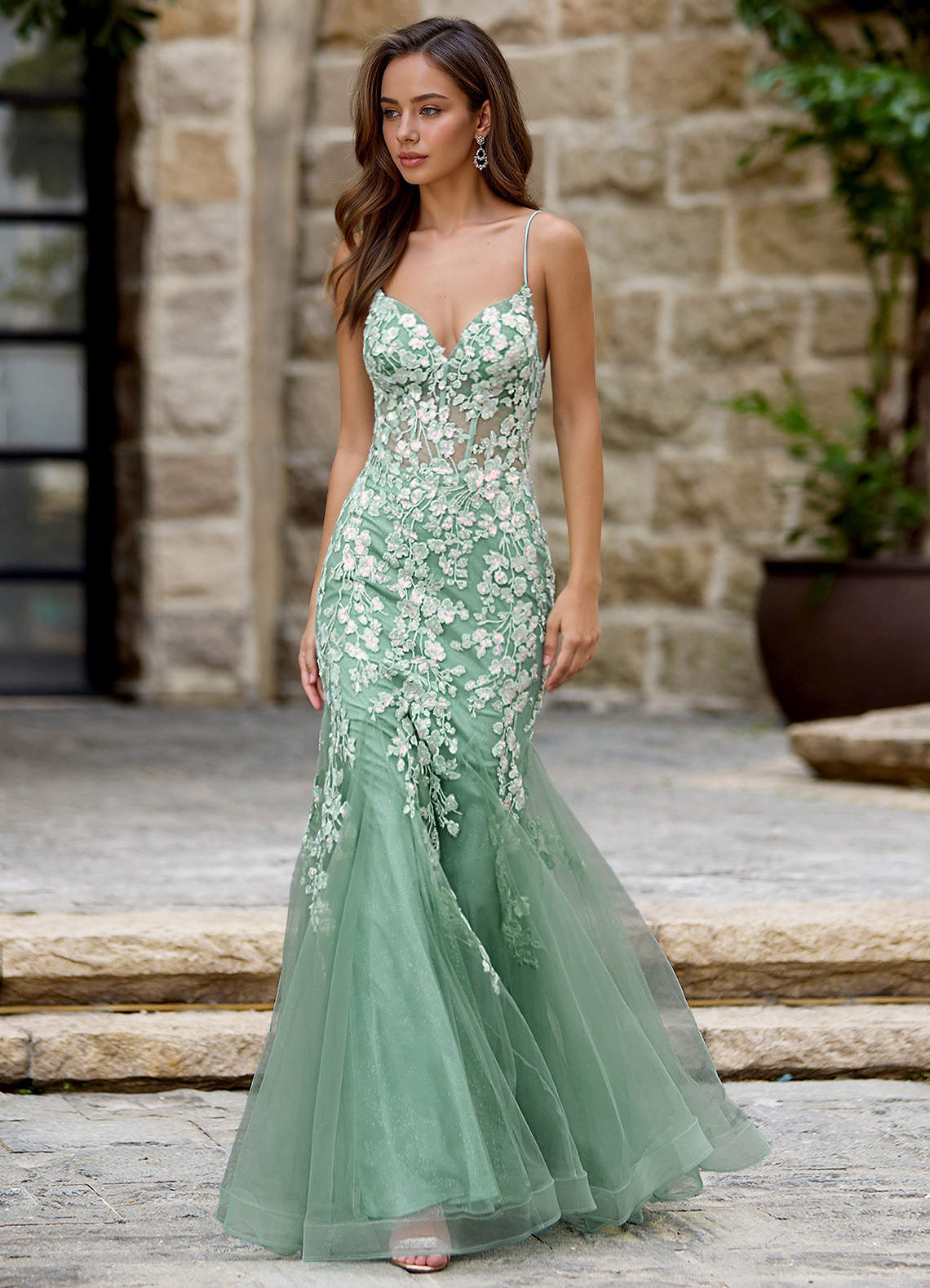 light green strapless prom dress Sherri Hill Strapless Satin Mermaid Prom Dress 57615