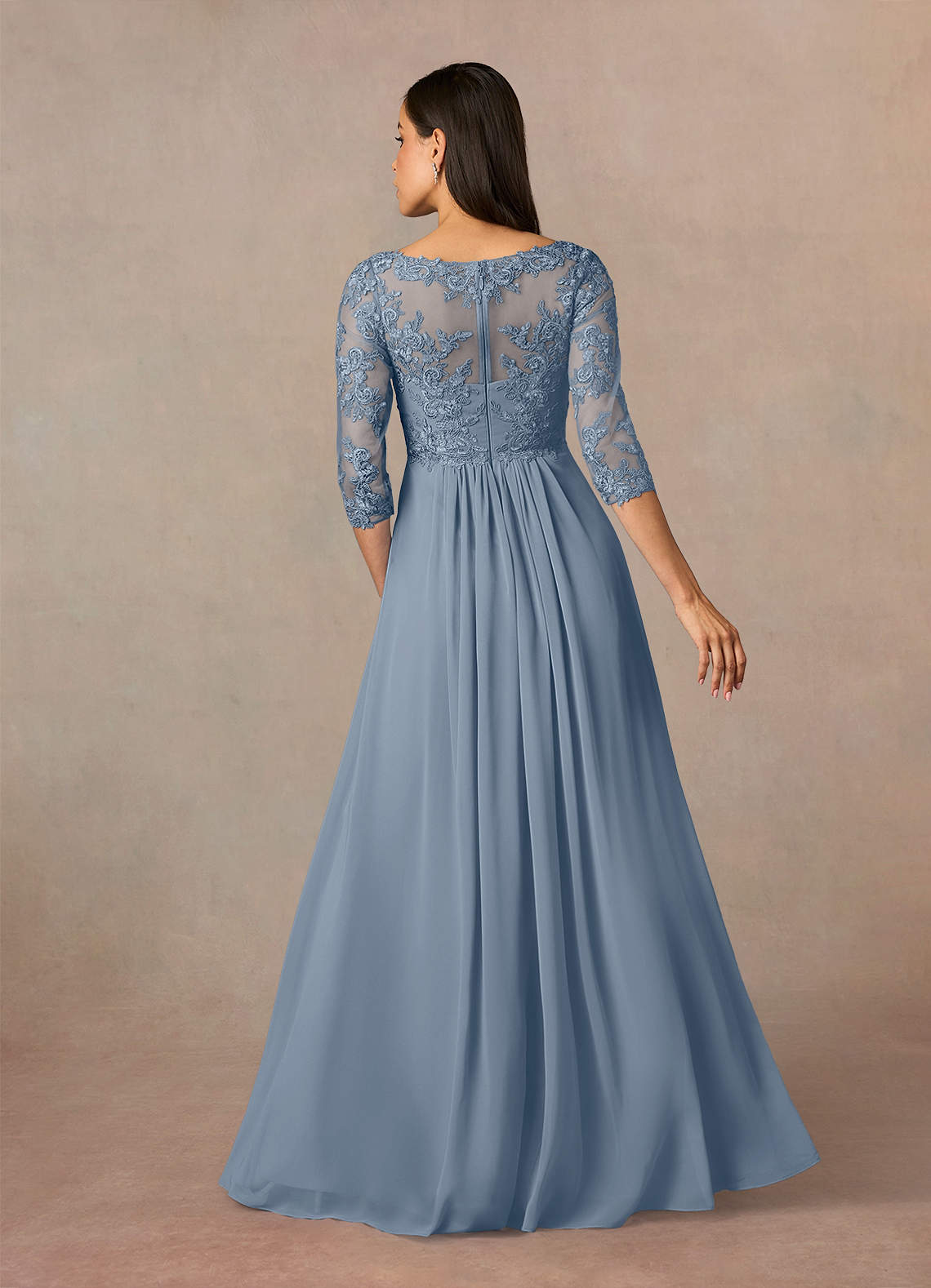 Azazie Hayek Agave A-Line V-Neck Lace Chiffon Dress Sample Dress | Azazie Azazie Hayek Agave A-Line V-Neck Lace Chiffon Dress Sample Dress | Azazie