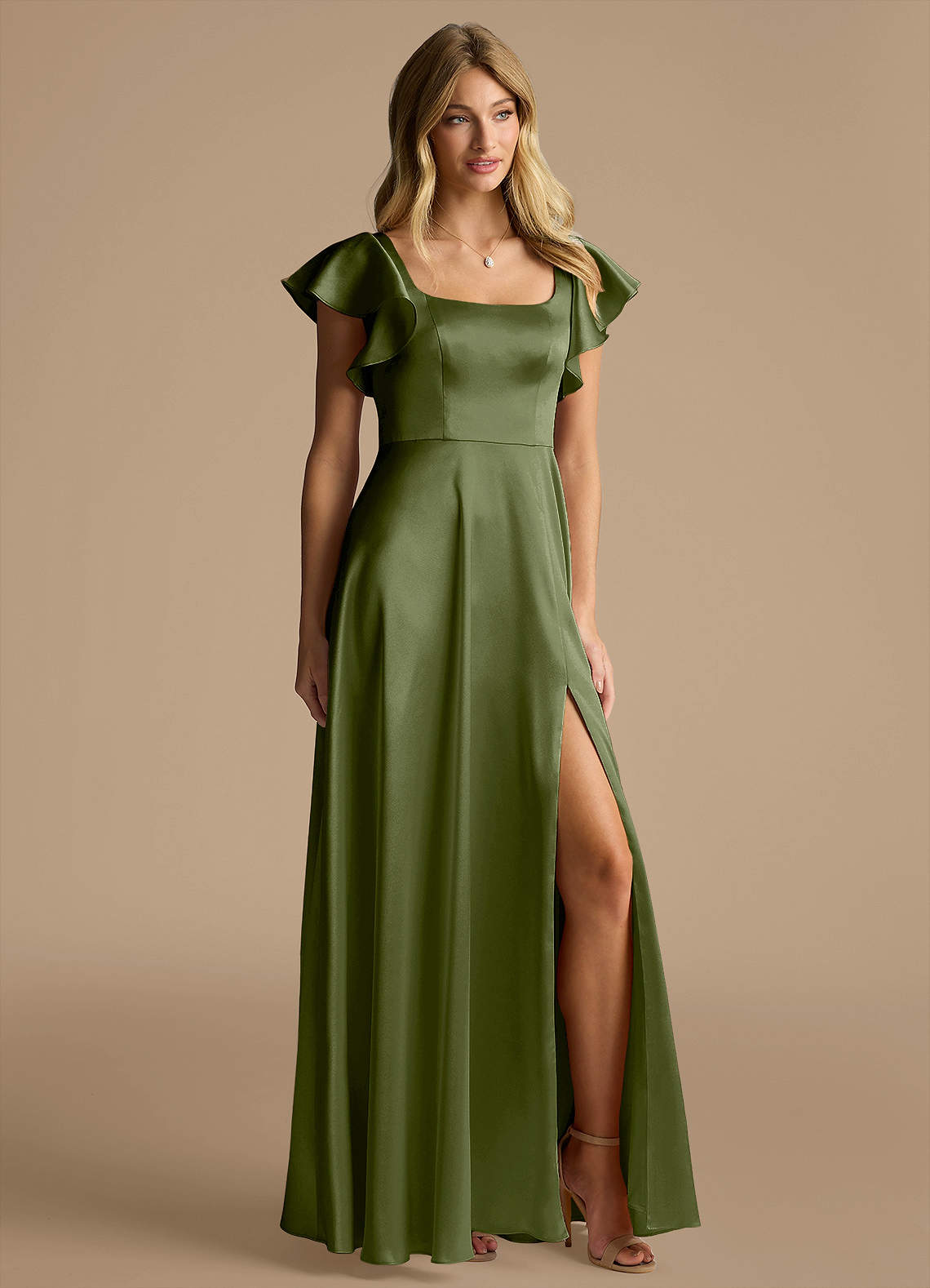 knee length dresses for ladies Olive Metallic Floral Jacquard Overlay Maternity Maxi Dress main image 1