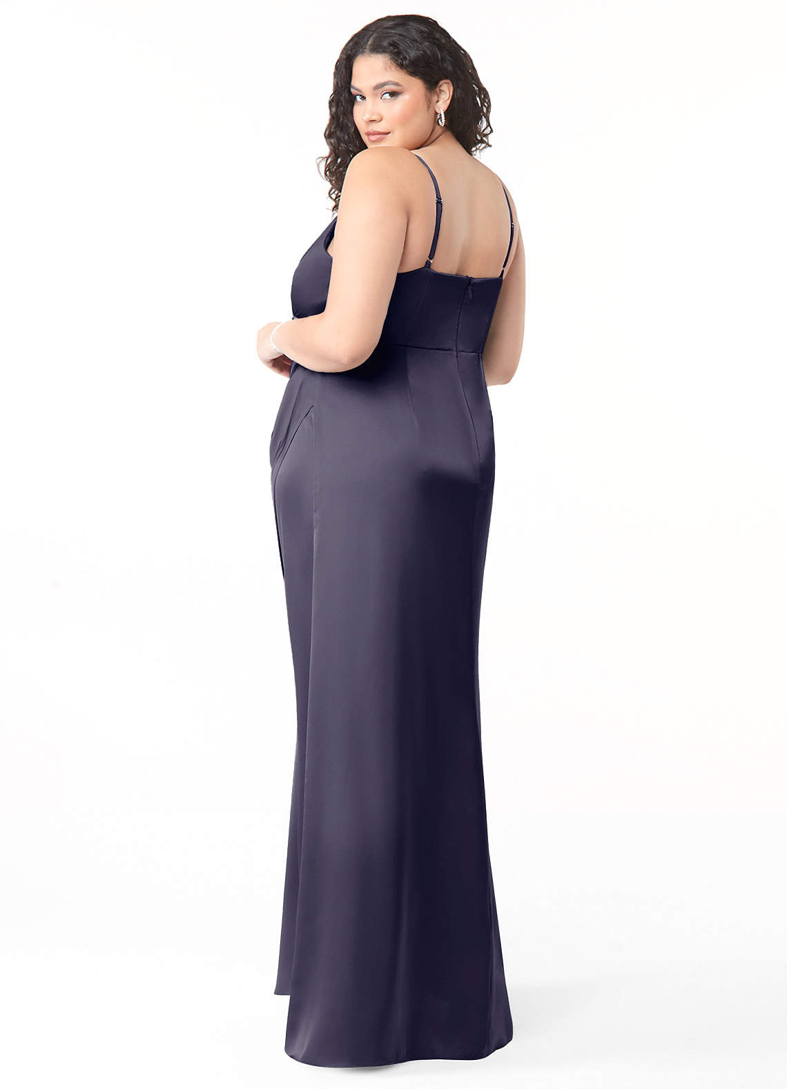 Azazie Maci Bridesmaid Dresses Stormy A-Line V-Neck Pleated Stretch Satin Dress image7