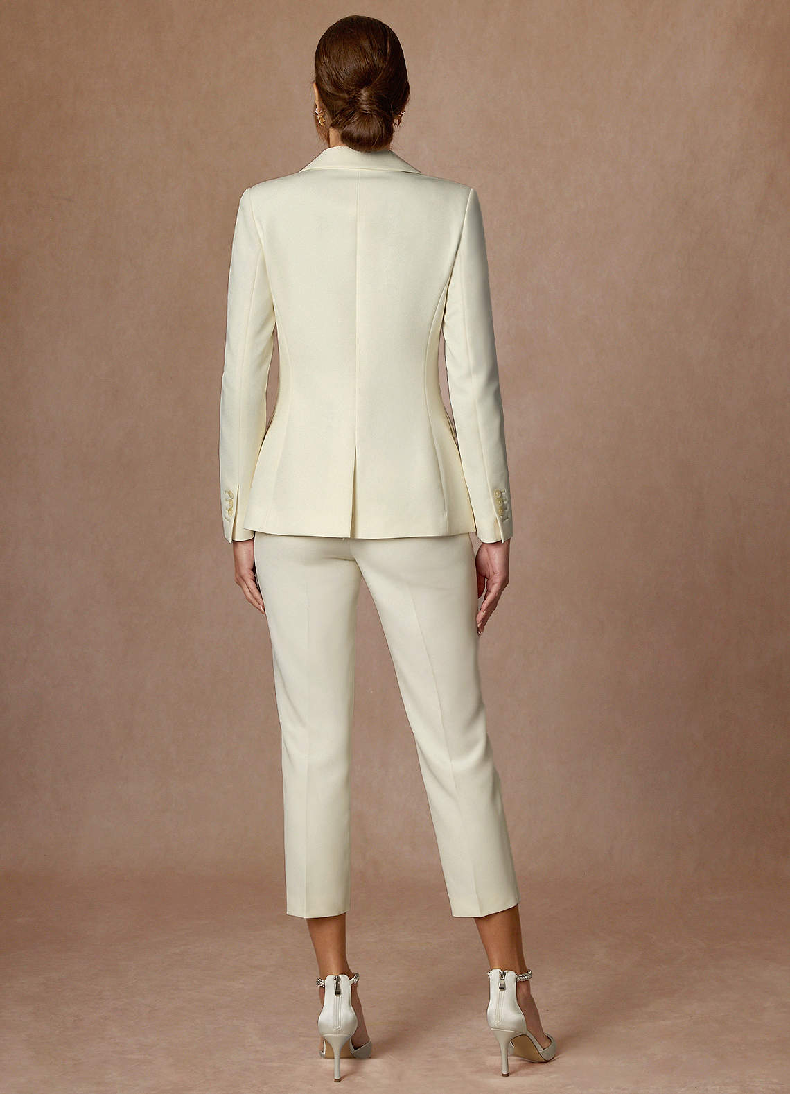front Charlotte Ivory Refined Weave Dress Pants