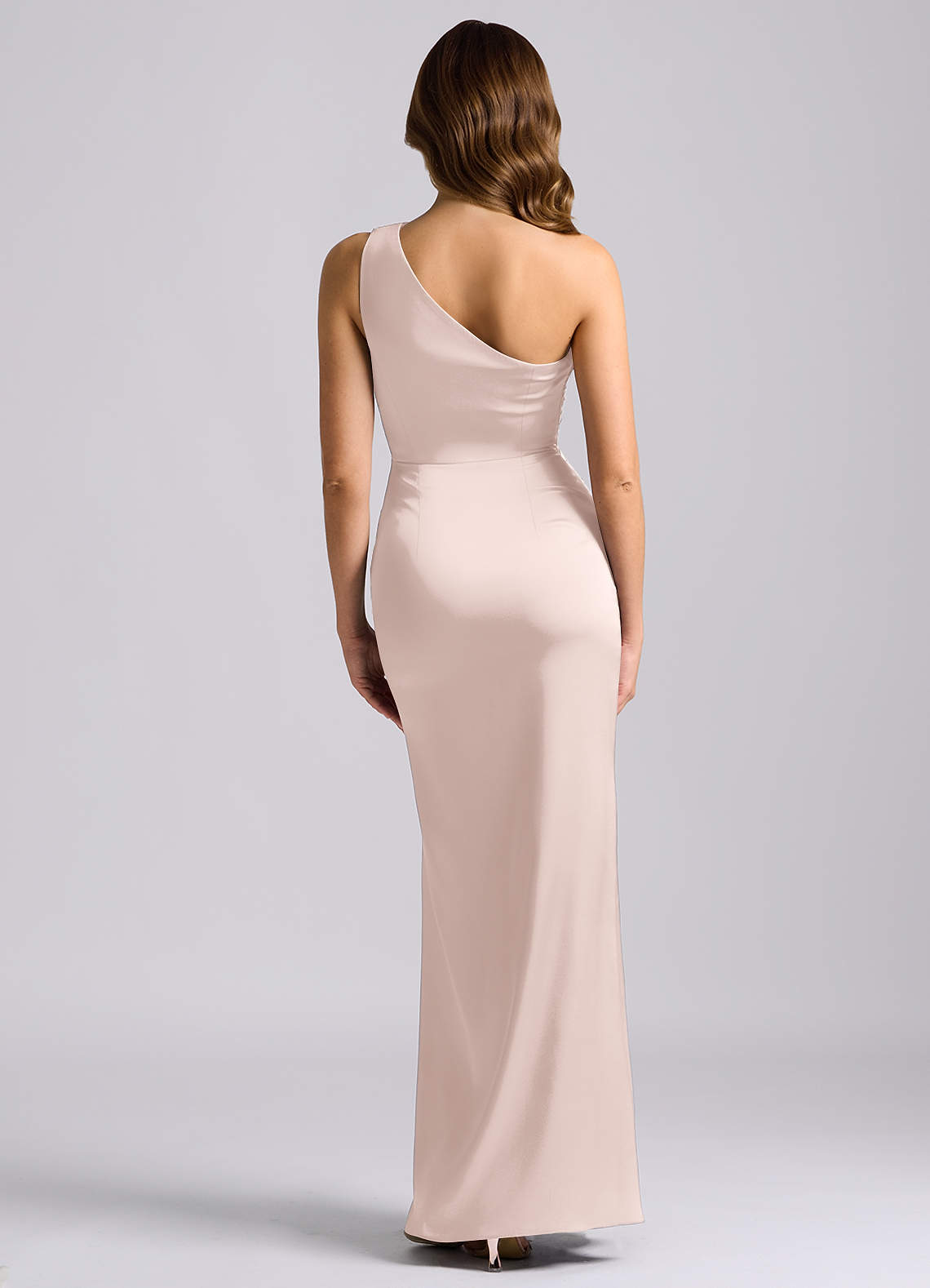 Azazie Akilah Brudepigekjoler Havfrue En skulder Stræk satin Gulv-længde Kjole image1